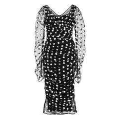 DOLCE & GABBANA Runway S/S 2015 Polka Dot Embroidered Sheer Tulle Midi Dress