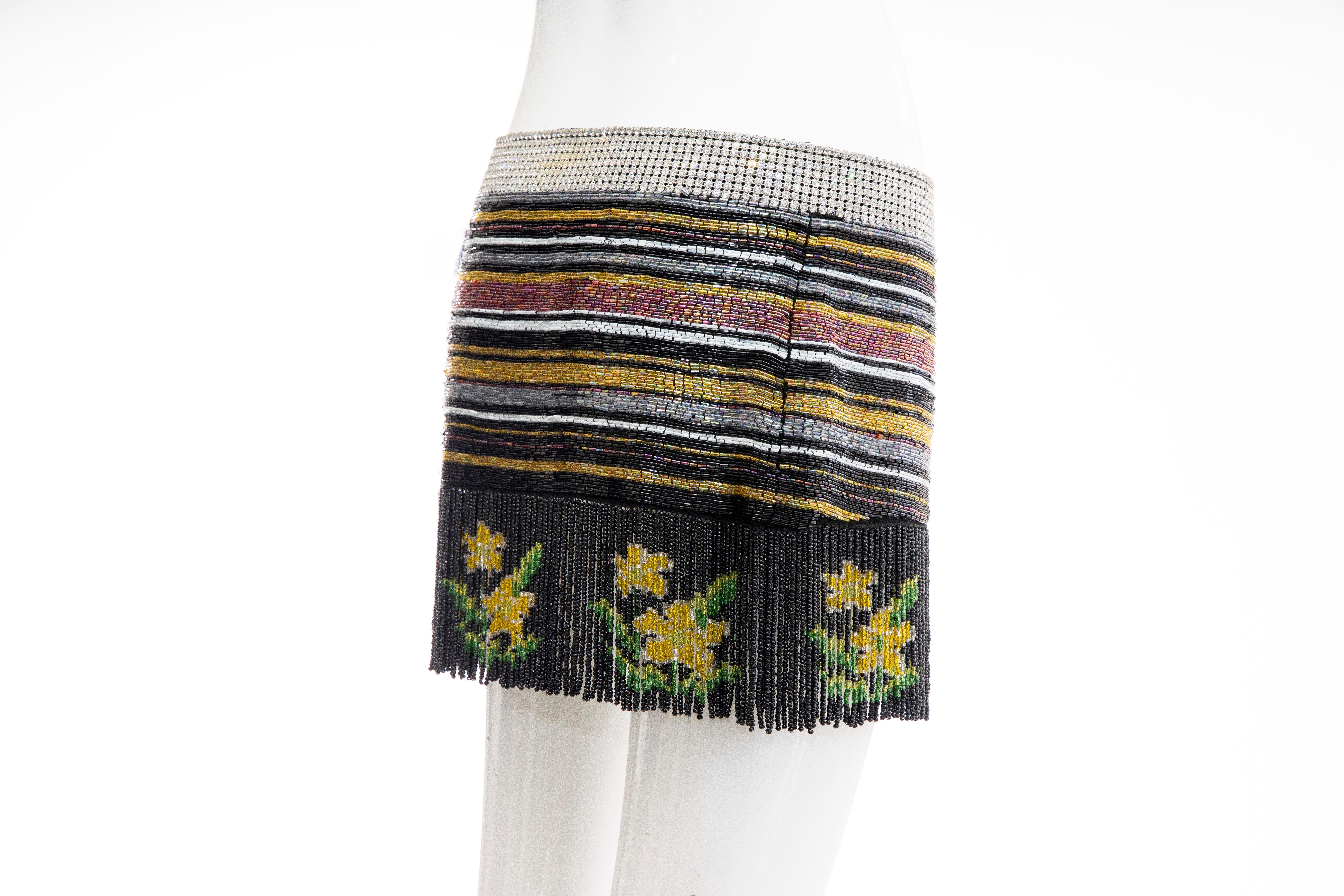 Dolce & Gabbana Runway Silk Beaded Diamante Mini Skirt, Spring 2000 1