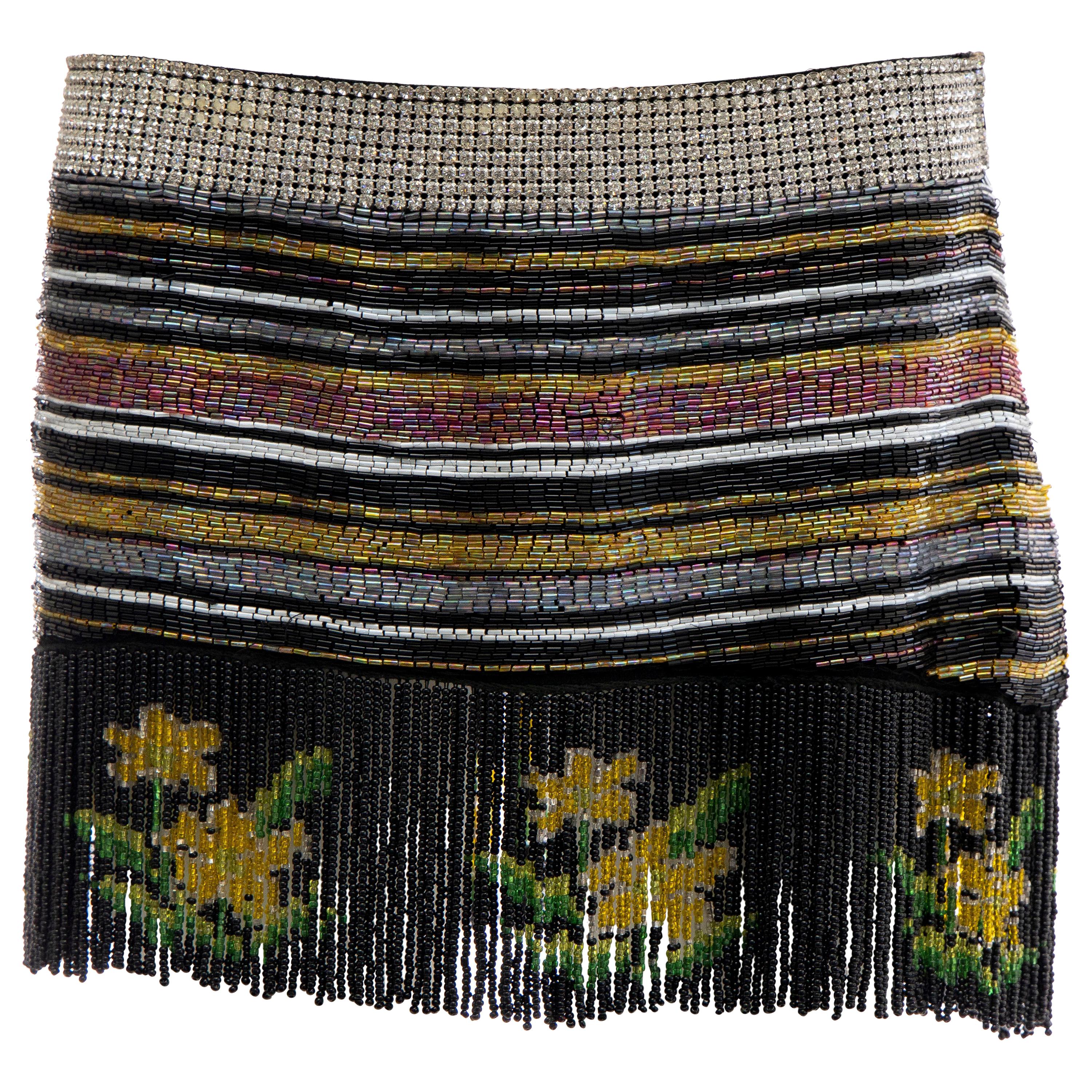 Dolce 
Gabbana Runway Silk Beaded Diamante Mini Skirt, Spring 2000