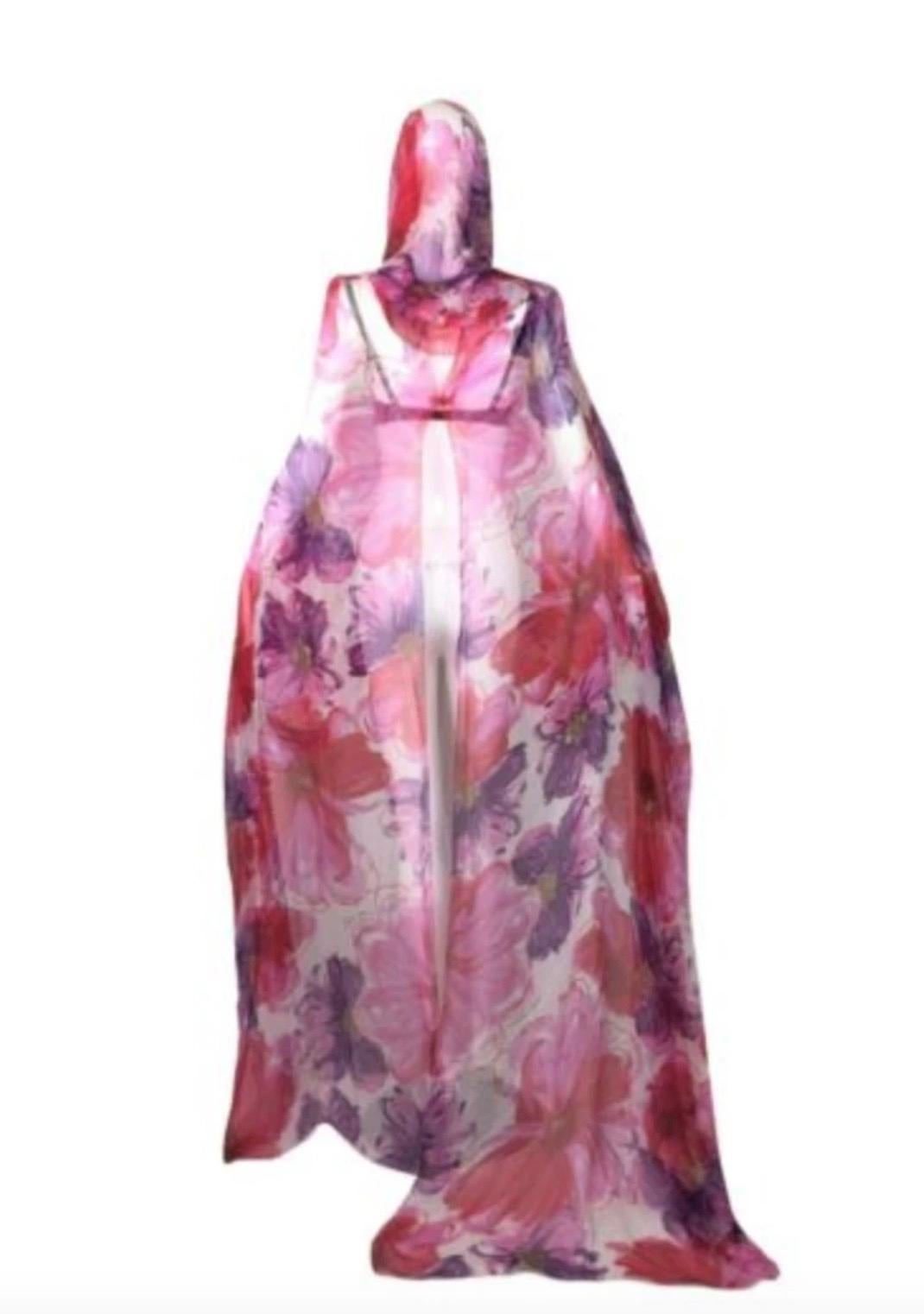 Pink Dolce & Gabbana runway silk chiffon hooded top 