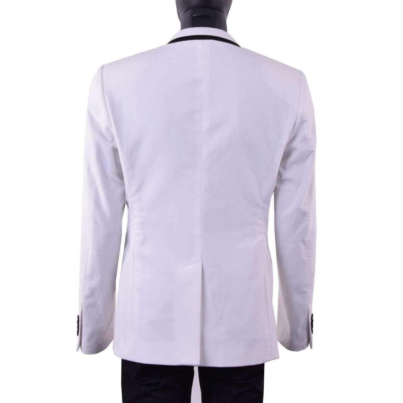 Dolce & Gabbana - RUNWAY Velour Blazer with Vest White 44 In Excellent Condition For Sale In Erkrath, DE
