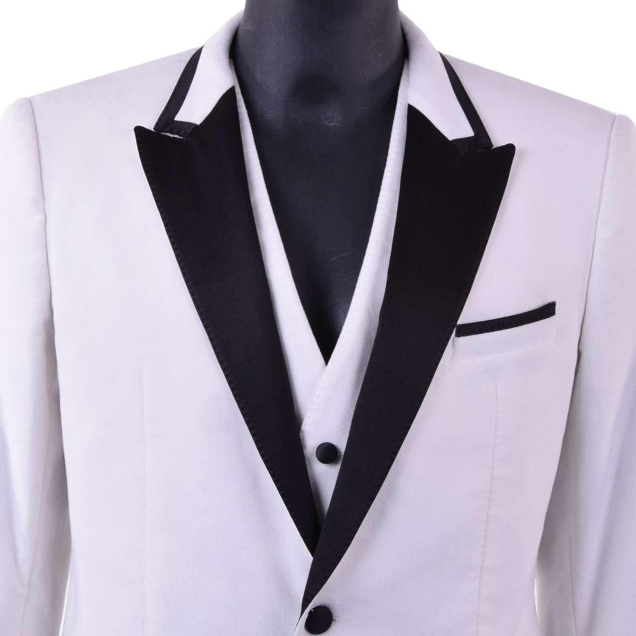 Dolce & Gabbana - RUNWAY Velour Blazer with Vest White 44 For Sale 1