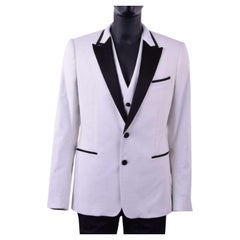 Dolce & Gabbana - RUNWAY Velour Blazer with Vest White 44