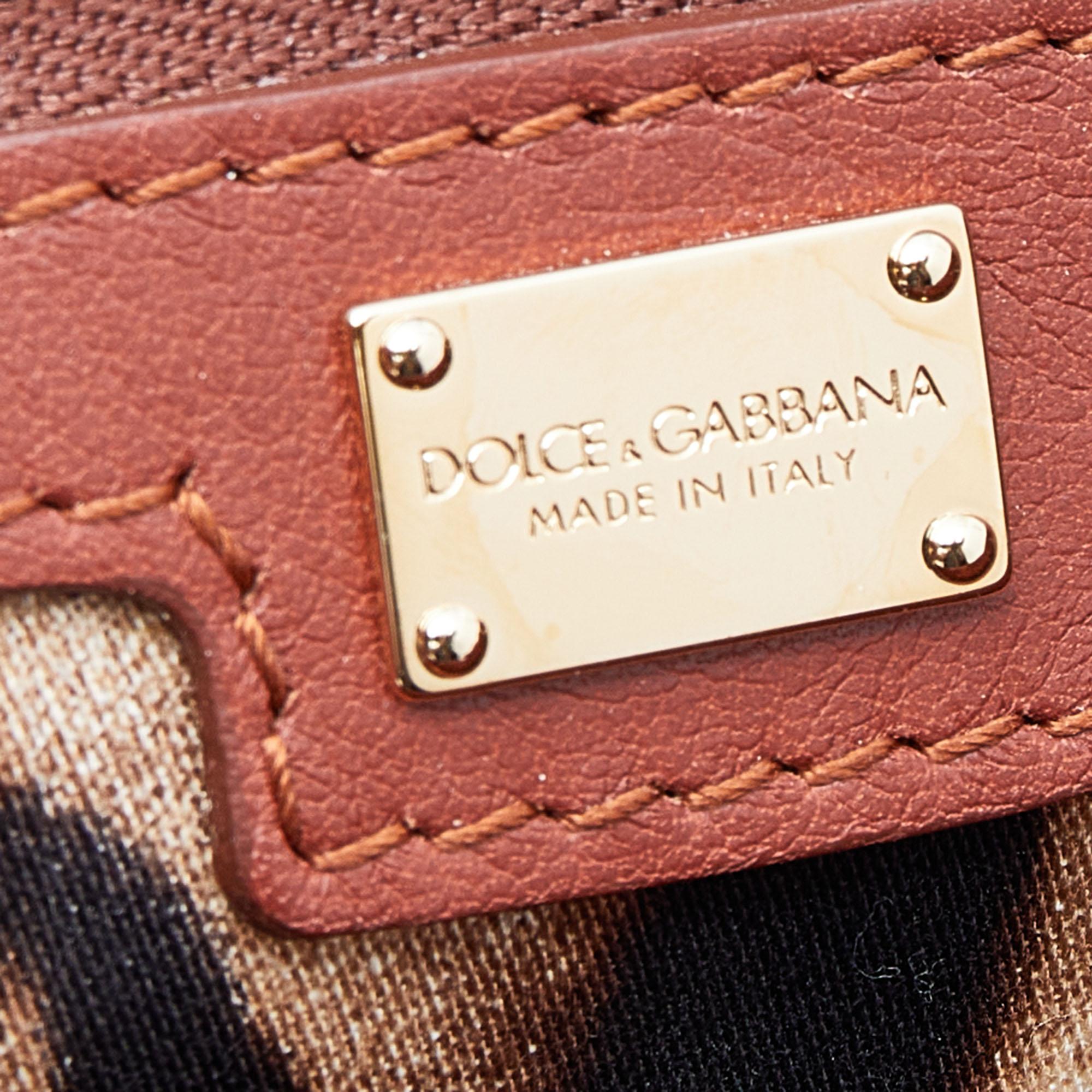 Dolce & Gabbana Rust Orange Leather Large Miss Sicily Top Handle Bag 3