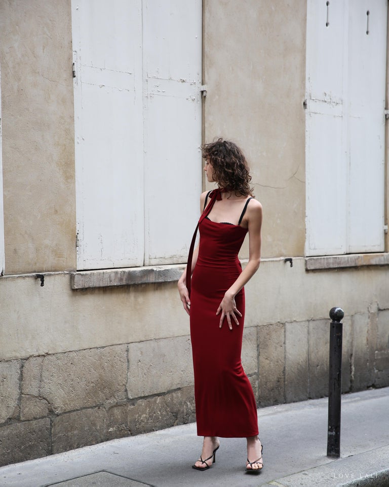 knee length dresses for ladies Elegant A-Line Halter Backless Burgundy Velvet Long Bridesmaid Dresses Prom Gown, Burgundy / Custom Size main image 0