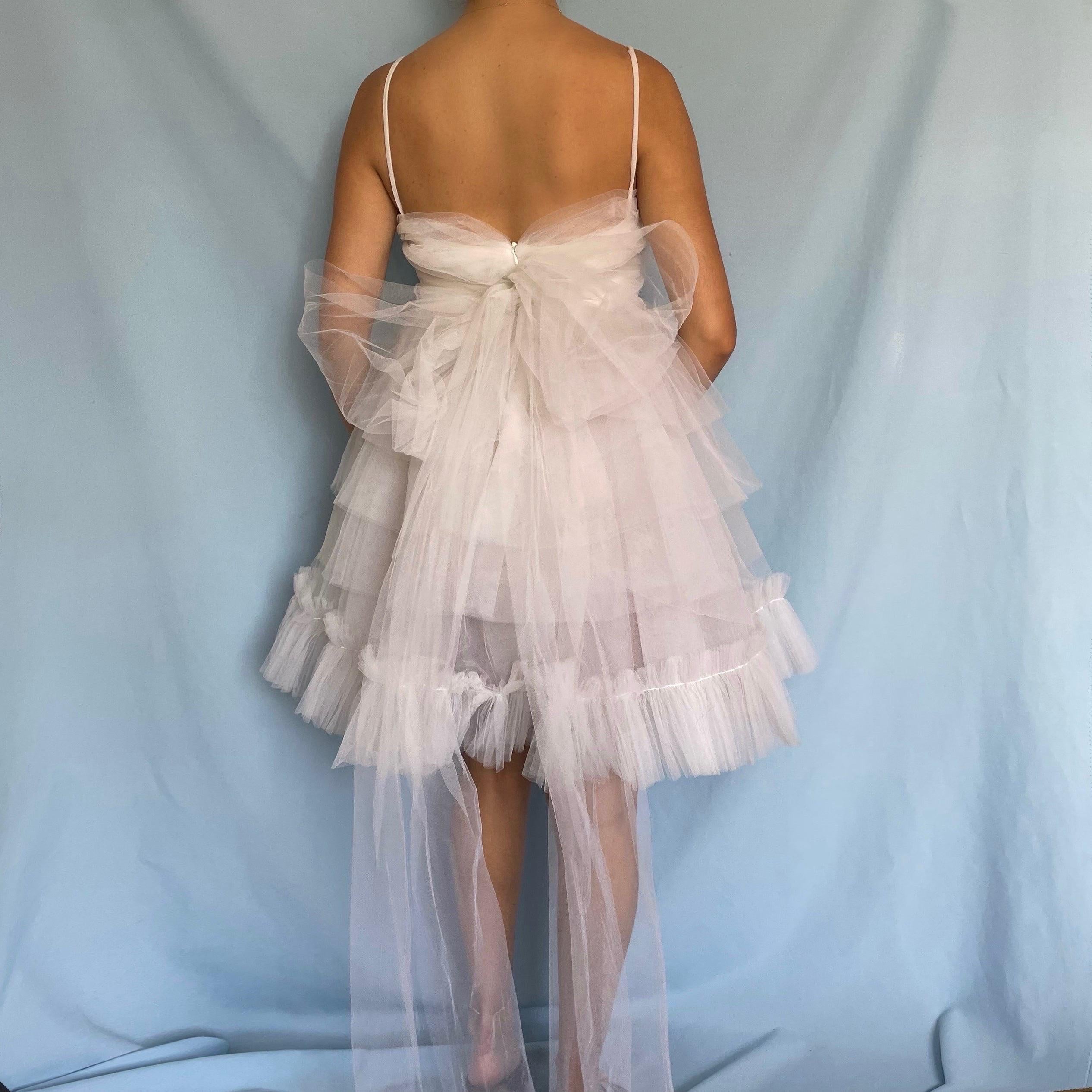 white tulle mini dress