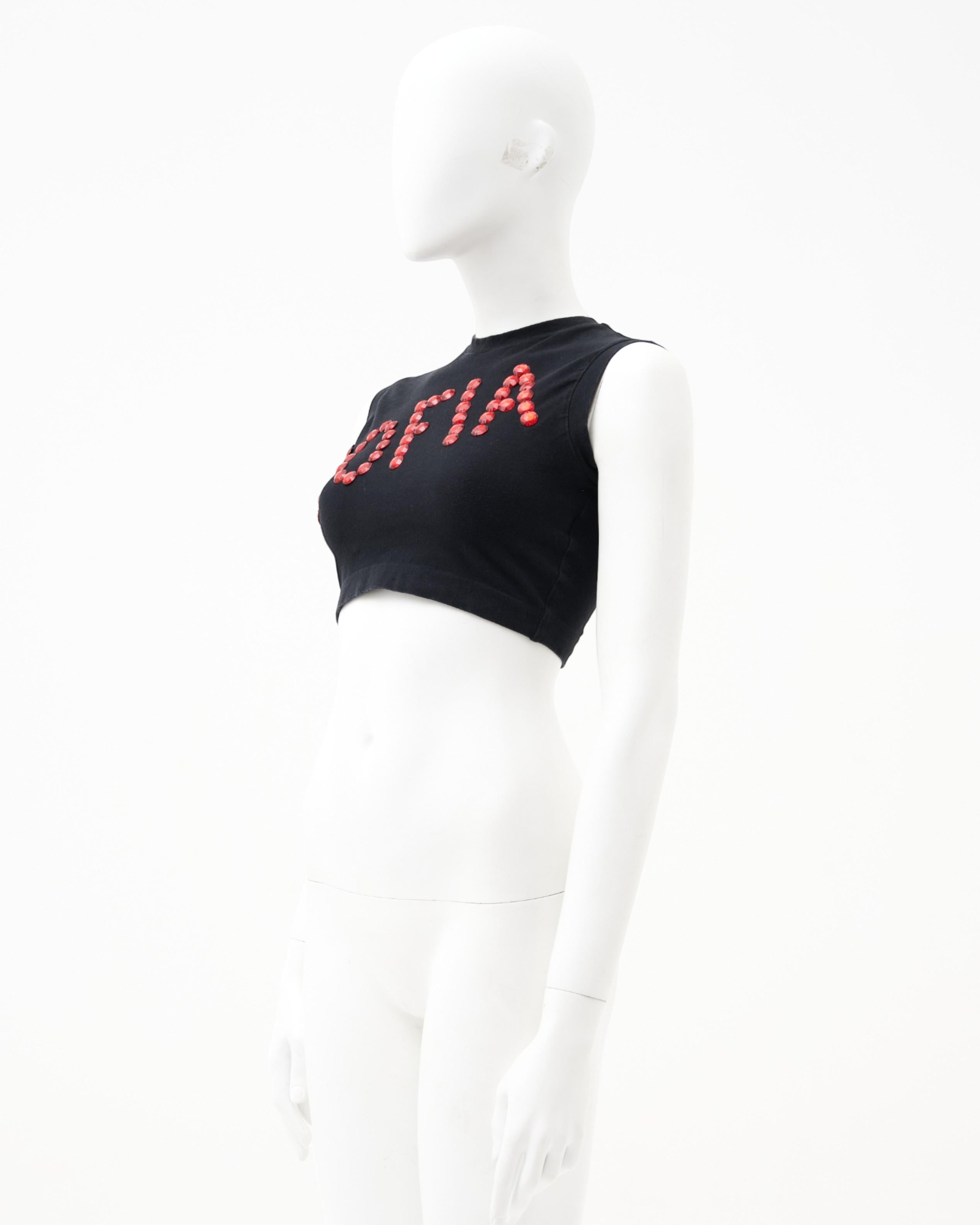 Black Dolce & Gabbana S/S 1992 “SOFIA” Embellished black top in vendita