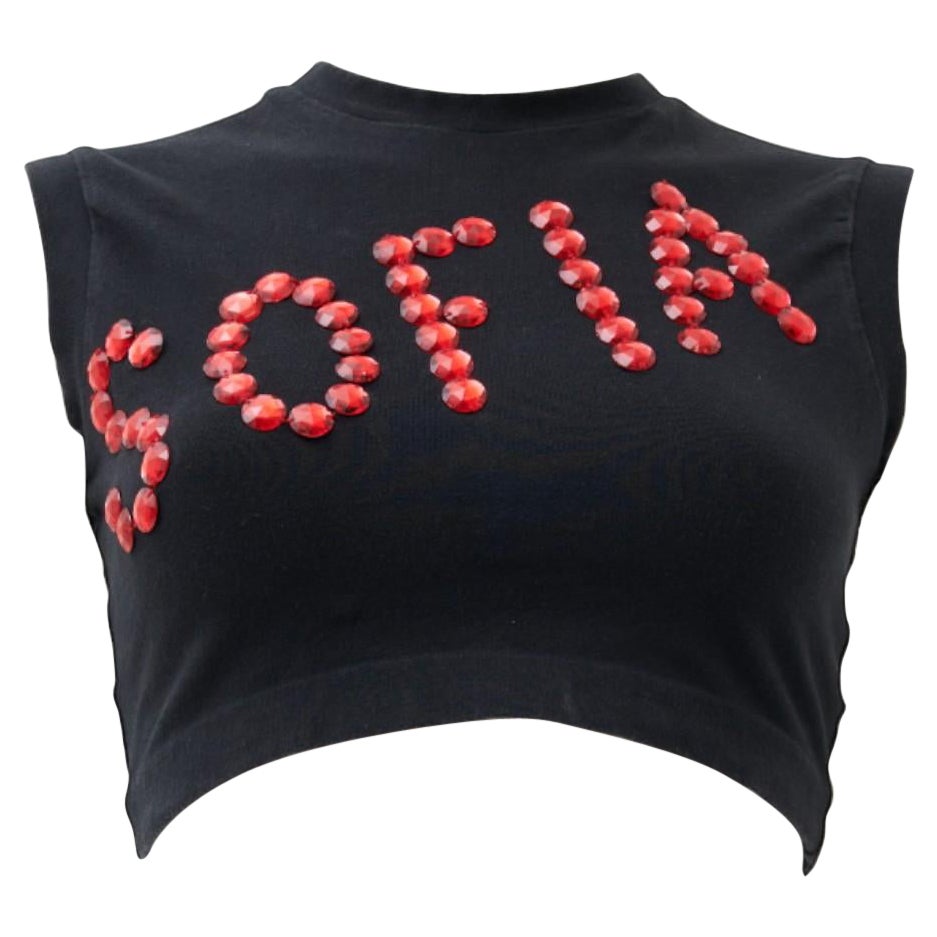 Dolce & Gabbana S/S 1992 “SOFIA” Embellished black top in vendita