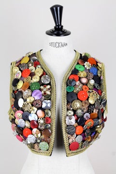 DOLCE & GABBANA S/S 1993 Runway Documented Black Button Appliquéd Cropped Vest