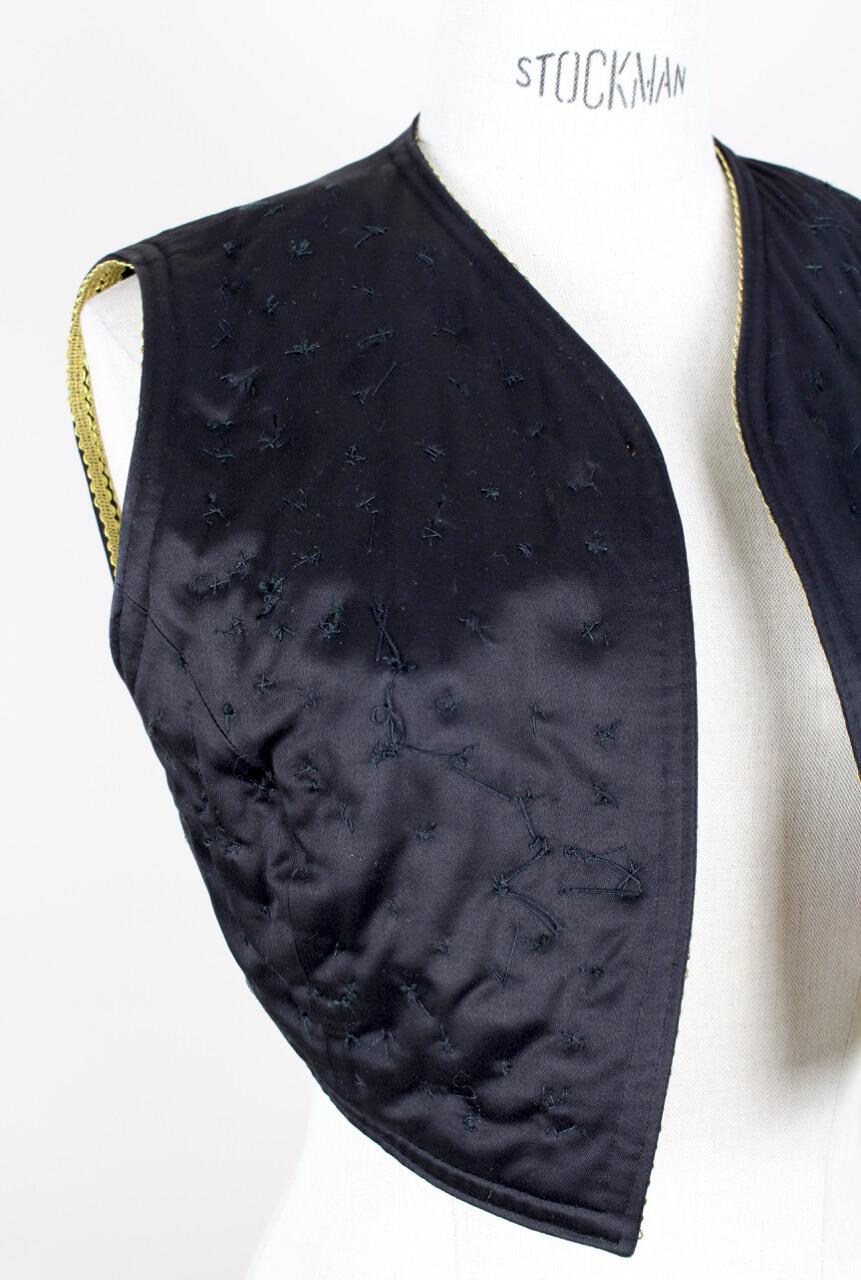 DOLCE & GABBANA S/S 1993 Runway Documented Black Button Appliquéd Cropped Vest For Sale 6