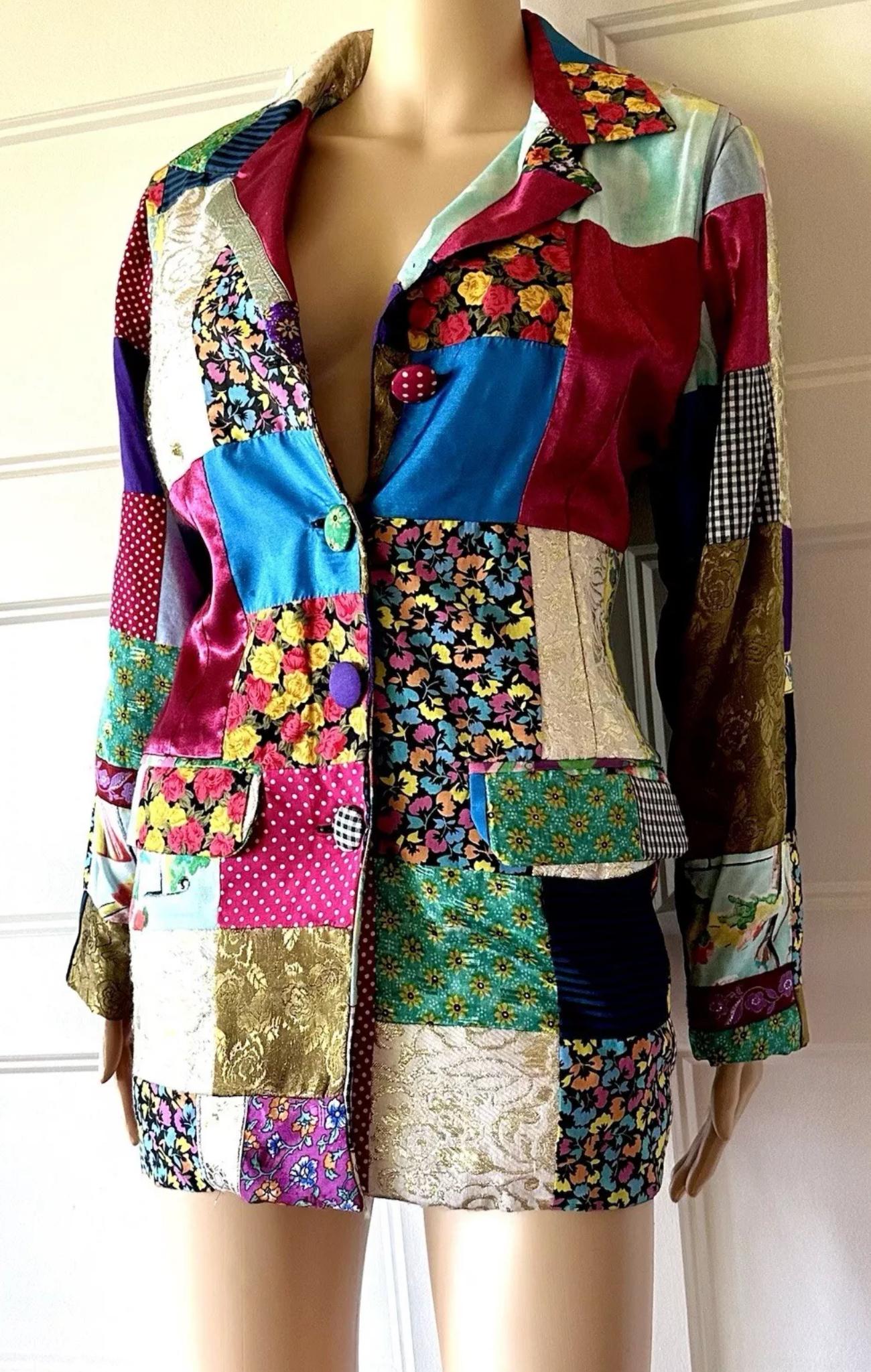 Beige DOLCE & GABBANA P/E  1993 Giacca patchwork floreale Runway - See One in vendita