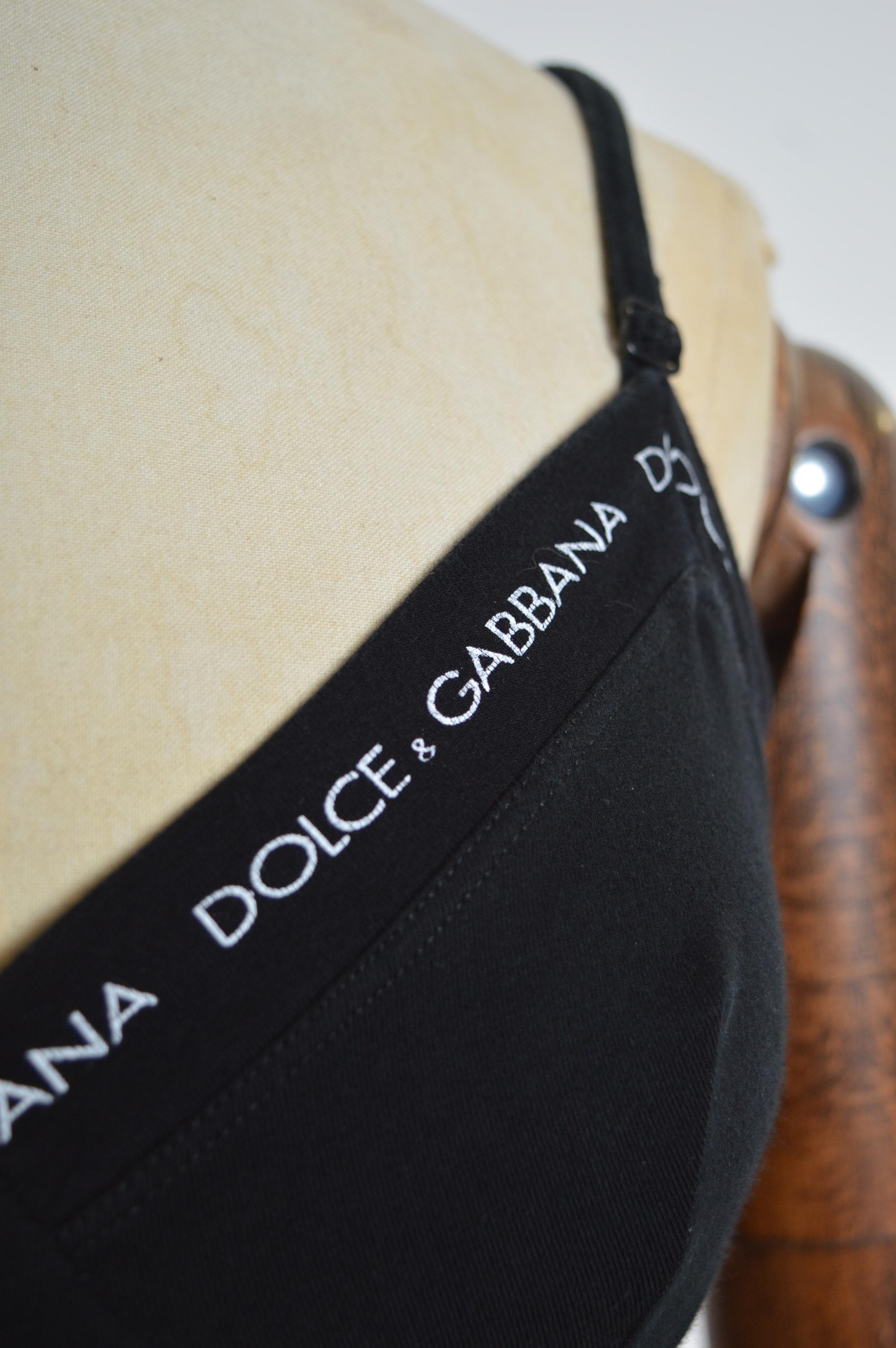 Dolce & Gabbana S/S 1995 Black Cotton Spell Out BraLet Sports Bra - Crop Top In Good Condition For Sale In Sheffield, GB