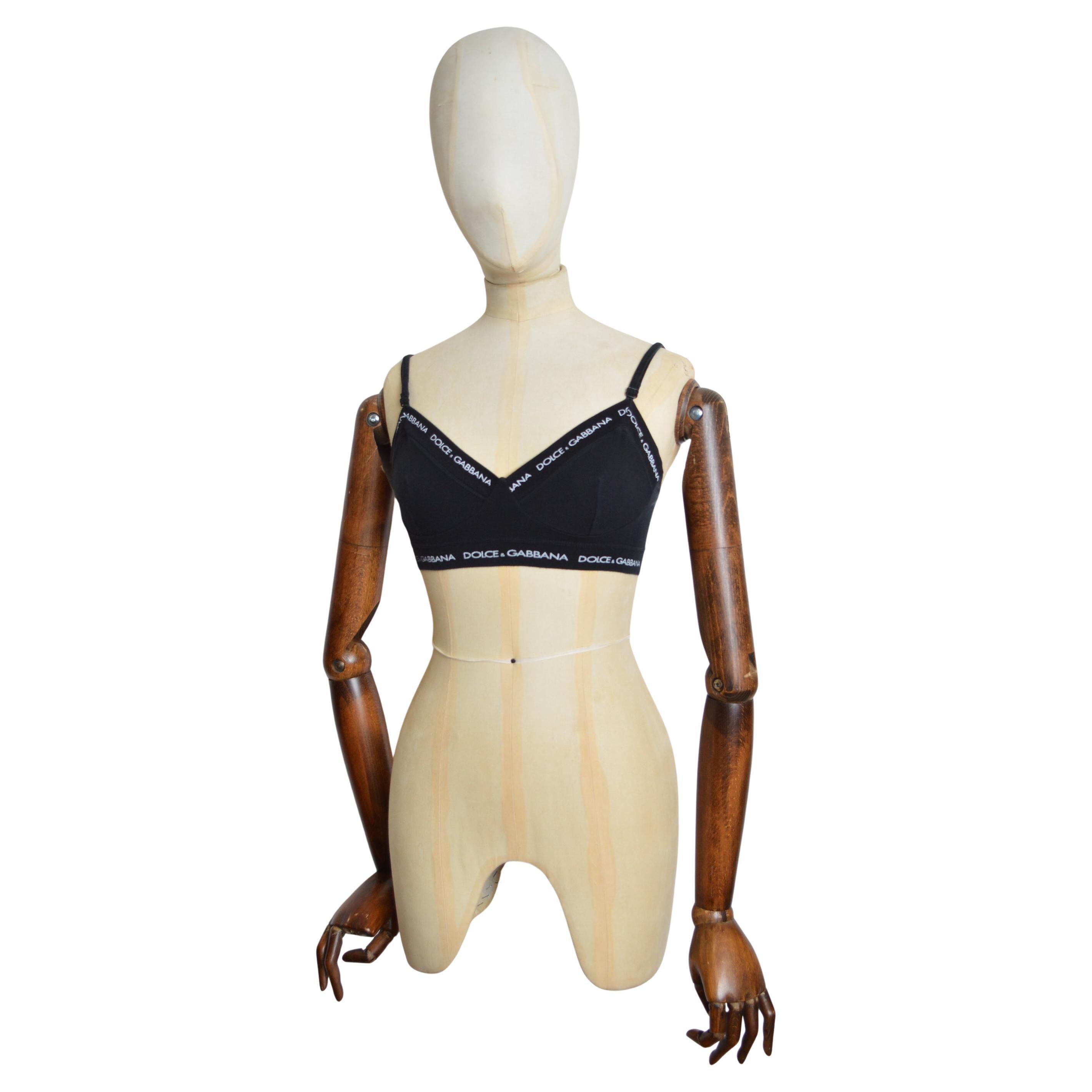 Dolce & Gabbana S/S 1995 Black Cotton Spell Out BraLet Sports Bra - Crop Top For Sale