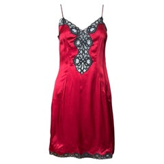 Dolce & Gabbana S/S 1995 Silk Slip Dress with Lace Trim