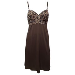 Dolce & Gabbana S/S 1997 Brown Leopard-Print Bustier Slip Dress