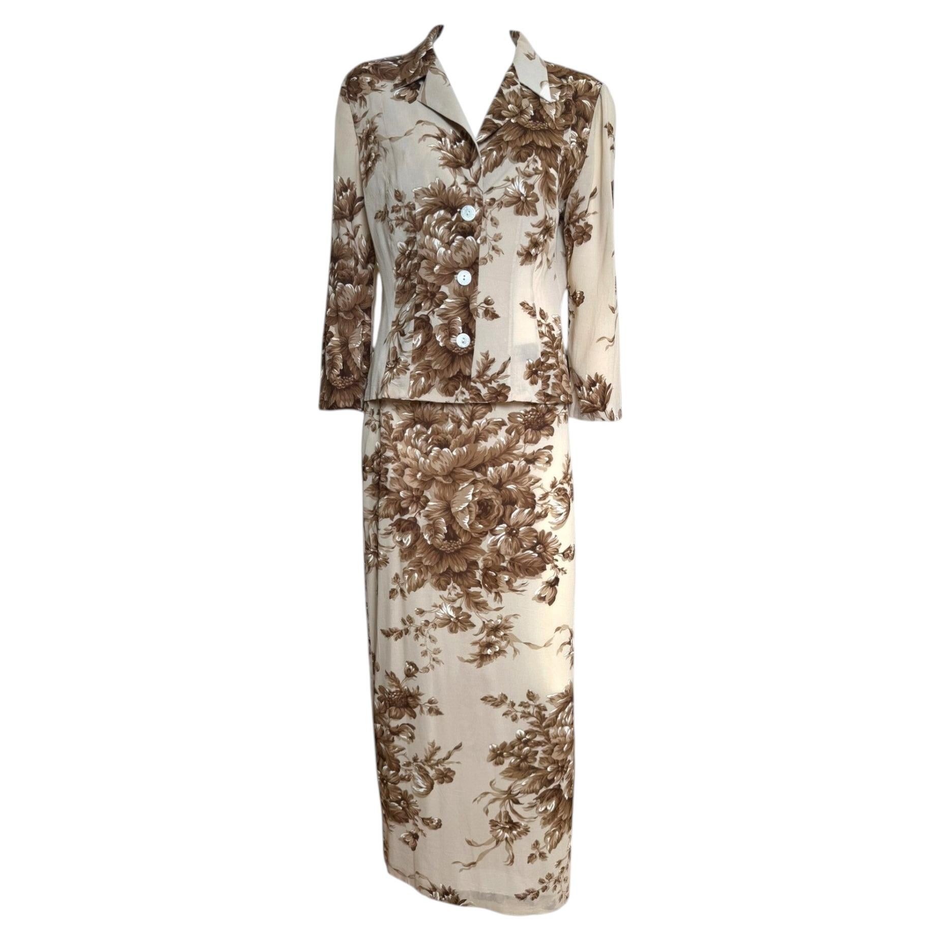 Dolce & Gabbana S/S 1997 Floral Silk Shirt and Skirt Set