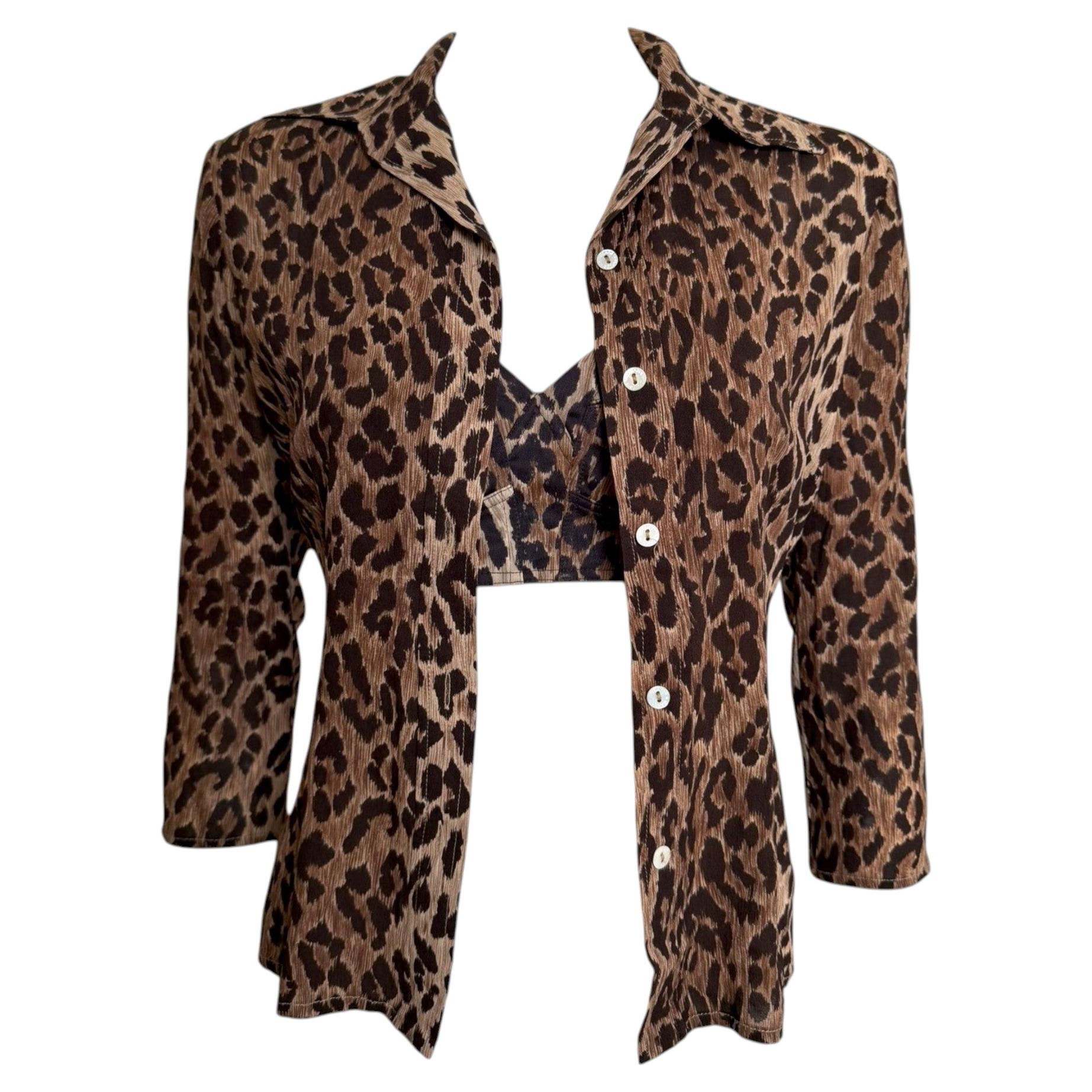 Dolce & Gabbana - Set camicia e reggiseno con stampa leopardata per la P/E 1997