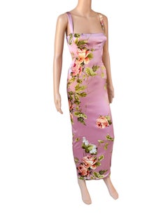 Dolce & Gabbana Frühjahr/Sommer 1997 – Ungetragenes Abendkleid aus Seide mit Blumenmuster