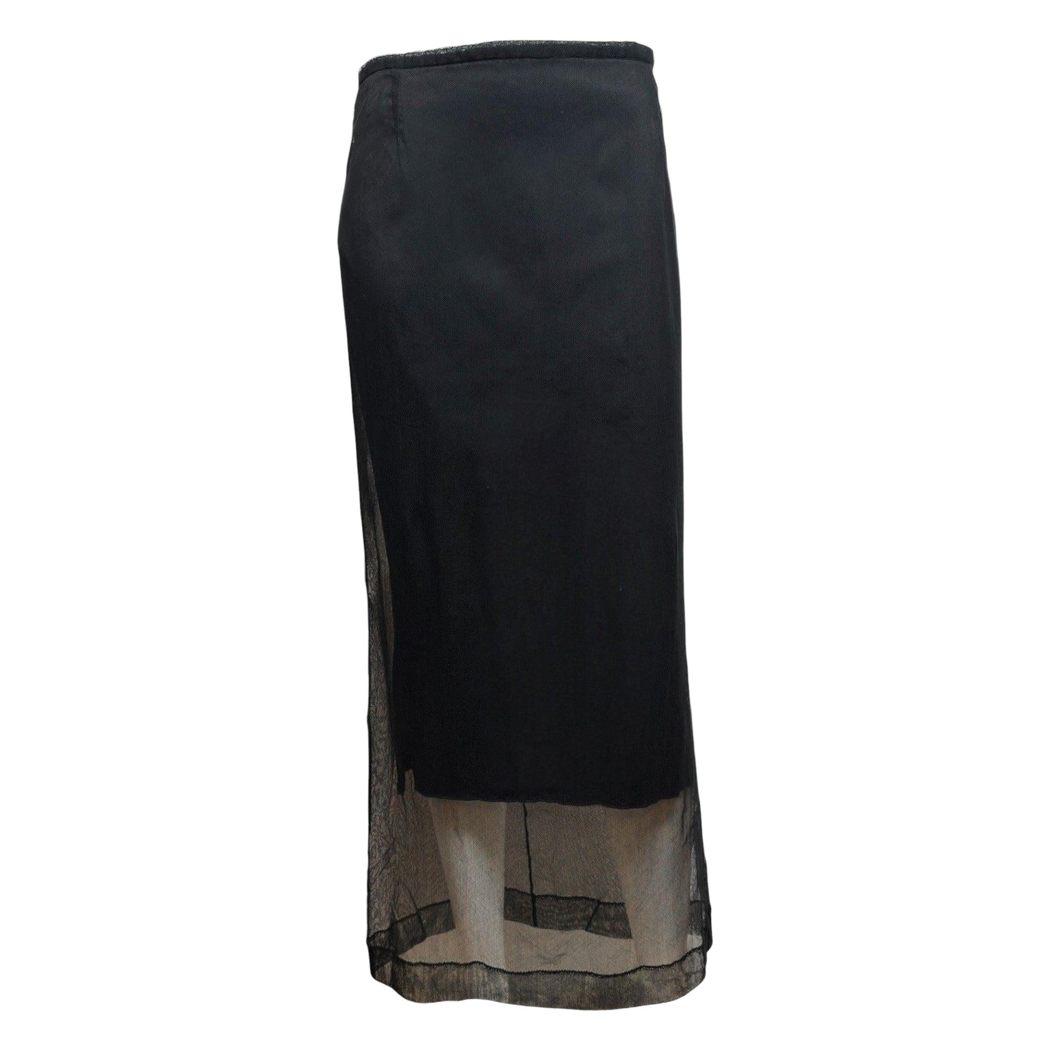 Dolce & Gabbana Frühjahr/Sommer 1998 – Schwarzer, transparenter Midirock aus Netzstoff