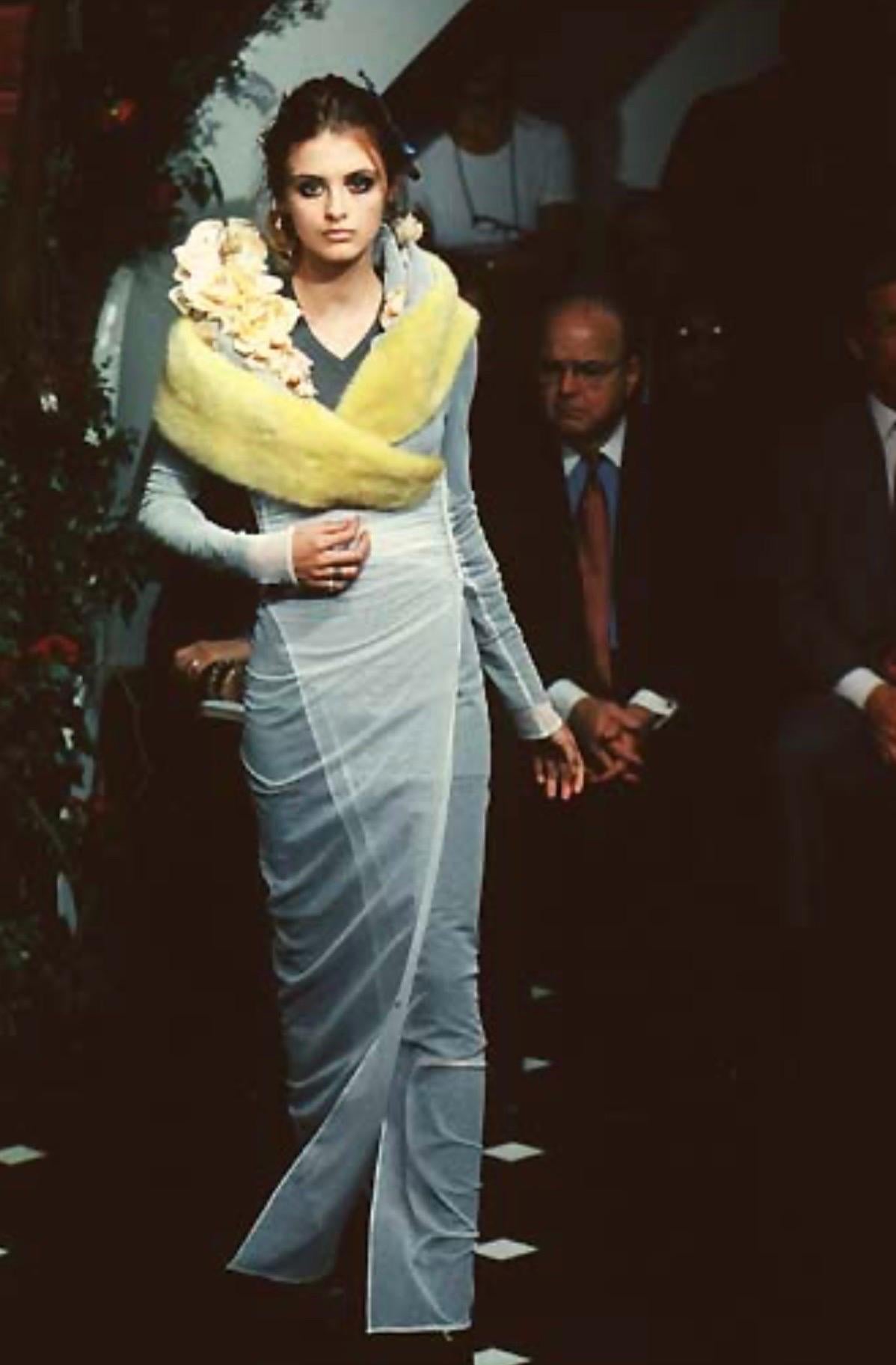 Dolce & Gabbana S/S 1998 Runway Floral Appliqué Sheer Mesh Coat Evening Dress For Sale 13