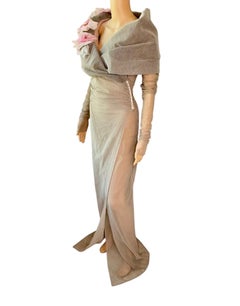 Dolce & Gabbana S/S 1998 Runway Floral Appliqué Sheer Mesh Coat Evening Dress