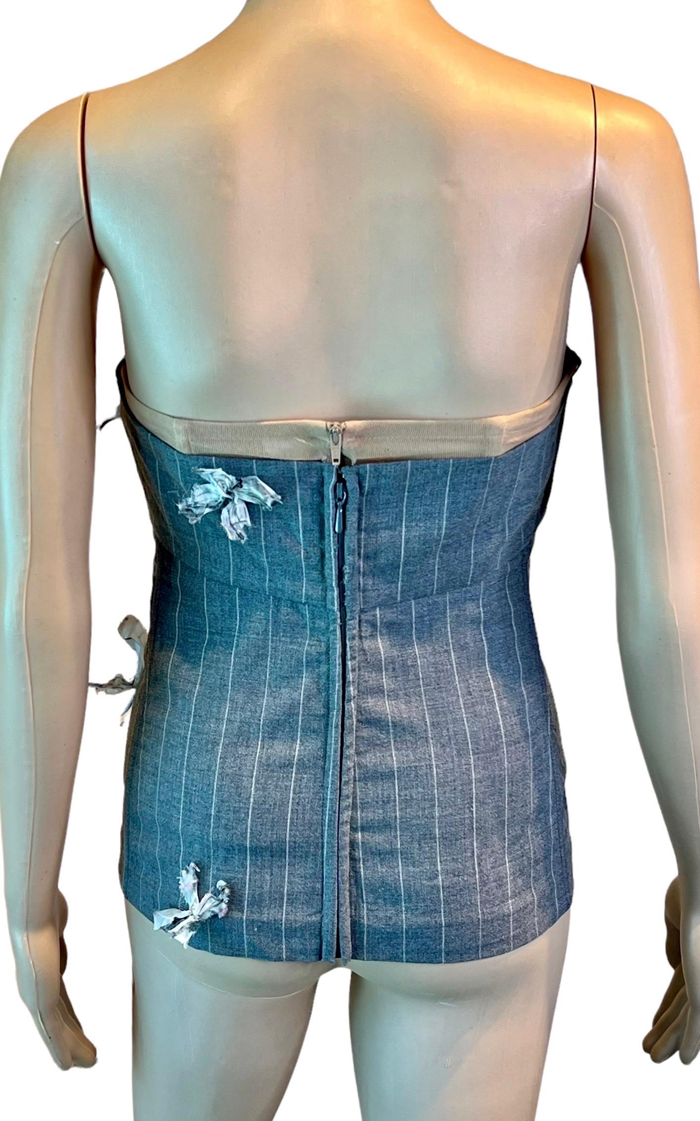 Blue Dolce & Gabbana S/S 1998 Runway Stromboli Collection Butterfly Corset Top
