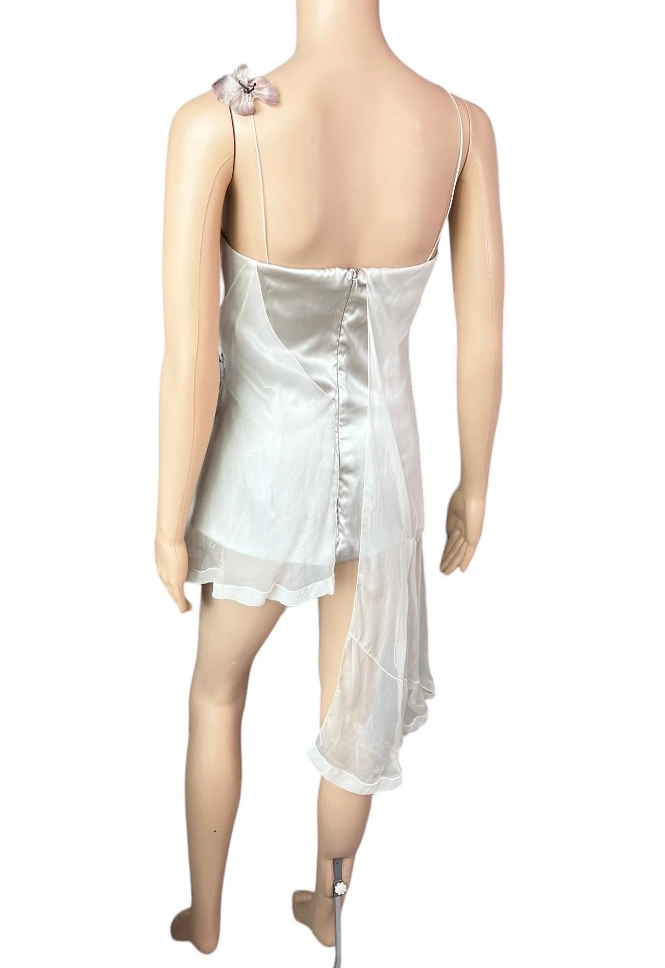 Women's Dolce & Gabbana S/S 1998 Runway Stromboli Collection Butterfly Sheer Mini Dress