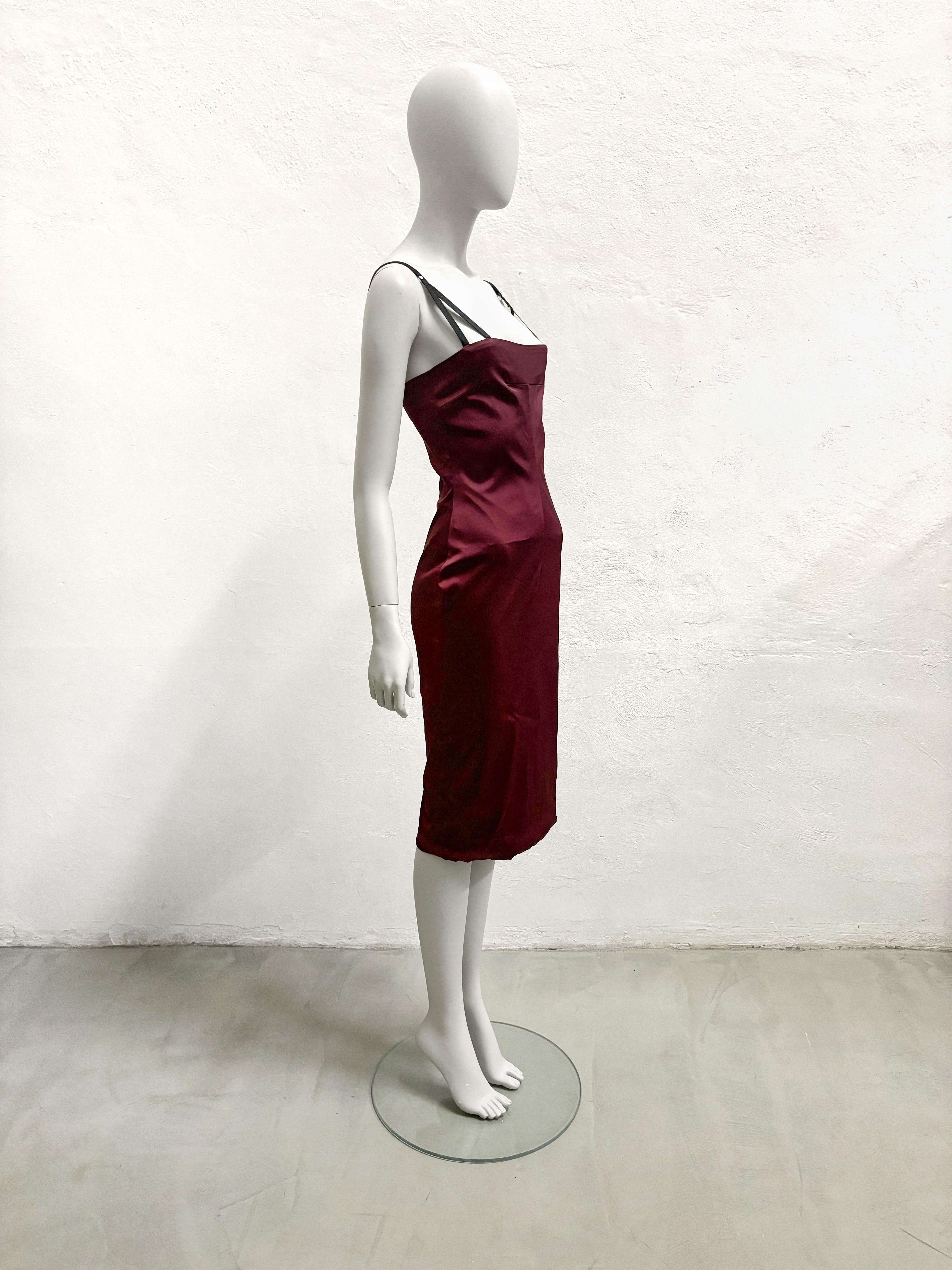 Black Dolce & Gabbana S/S 1999 Burgundy Bodycon Dress For Sale