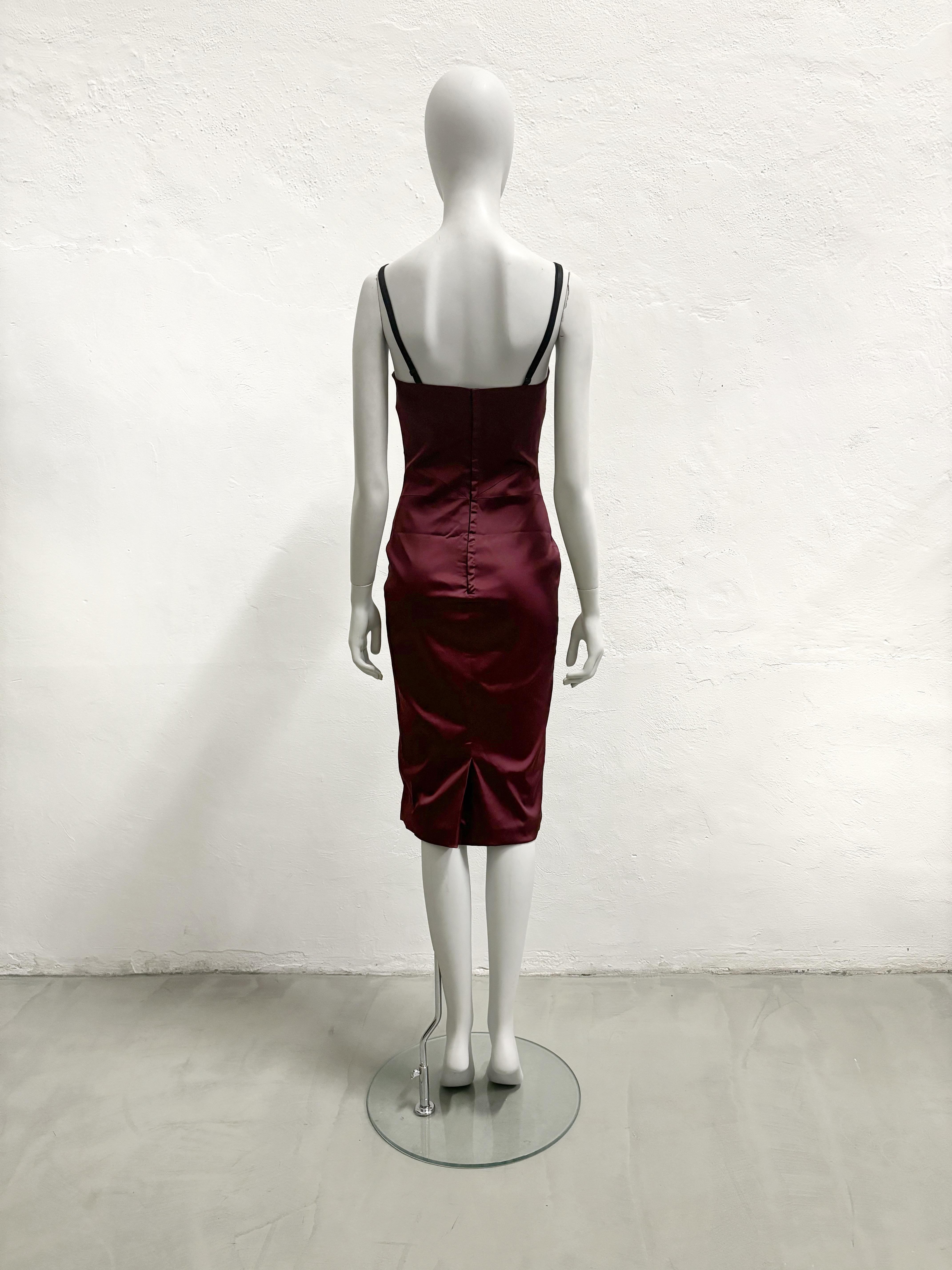 Dolce & Gabbana S/S 1999 Burgundy Bodycon Dress In Excellent Condition For Sale In Rome, IT
