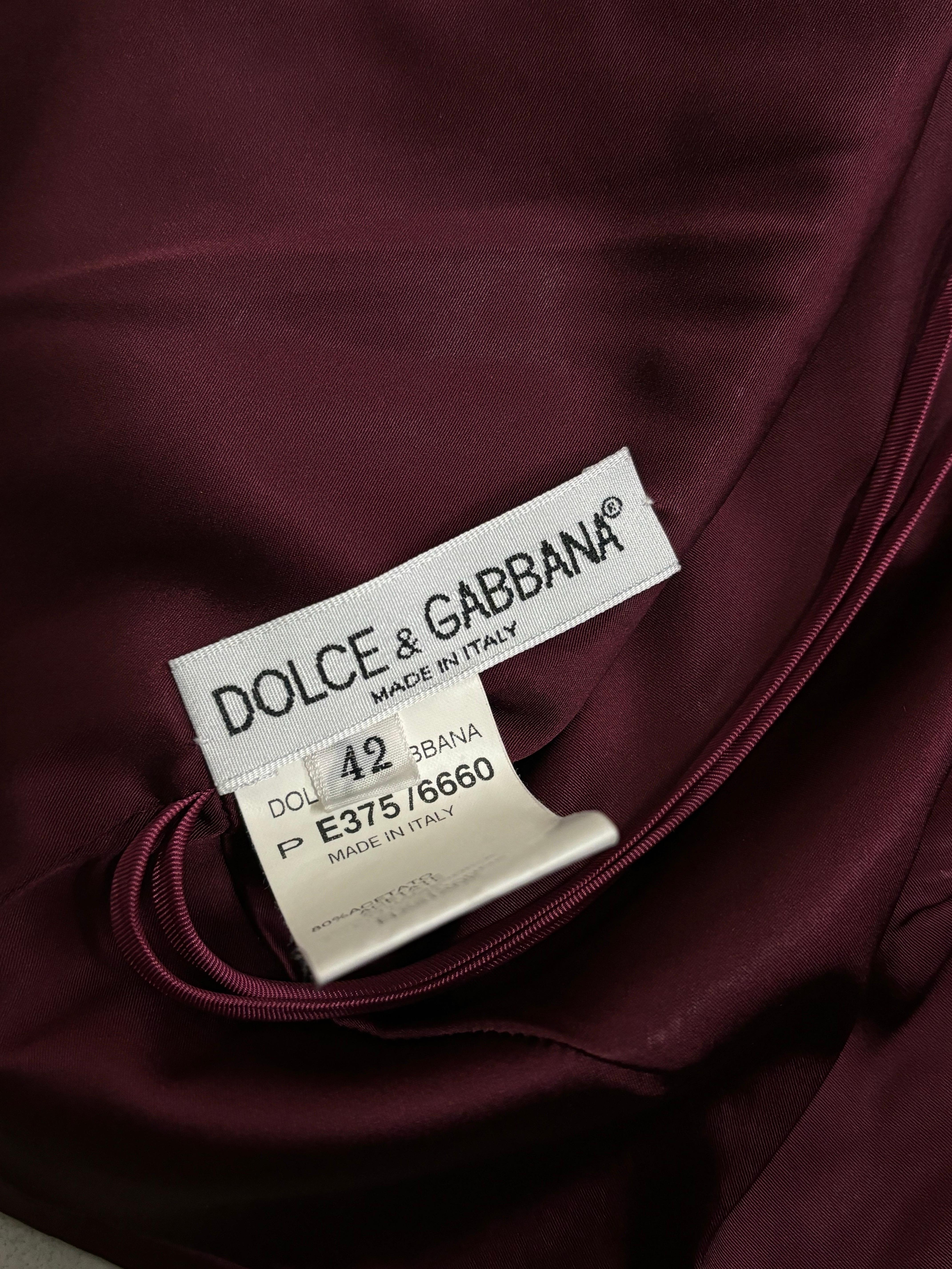Women's Dolce & Gabbana S/S 1999 Burgundy Bodycon Dress For Sale