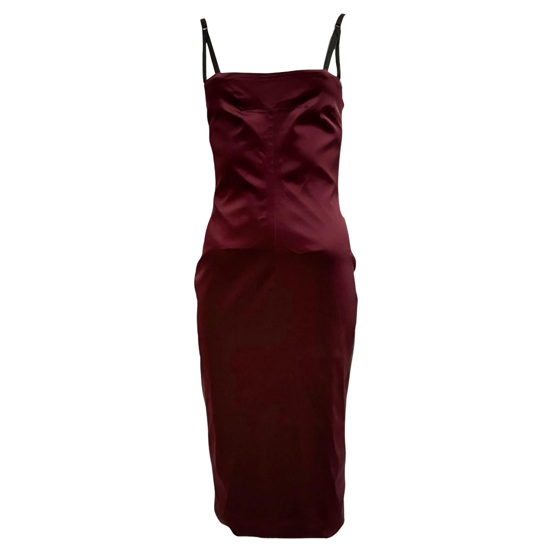Dolce & Gabbana S/S 1999 Burgundy Bodycon Dress For Sale