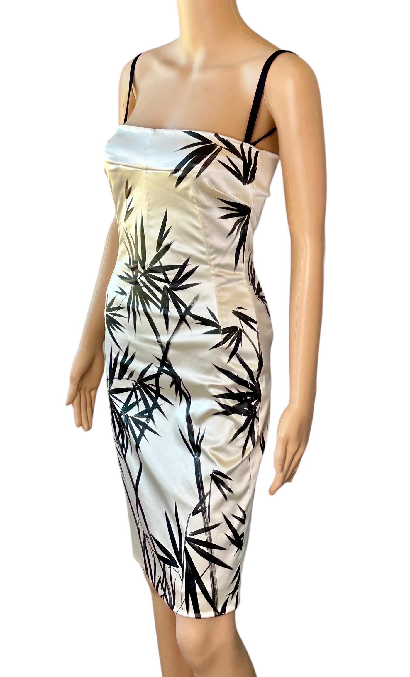 Dolce & Gabbana S/S 1999 Vintage Hand Painted Wet Look Bamboo Ivory Dress In Good Condition In Naples, FL