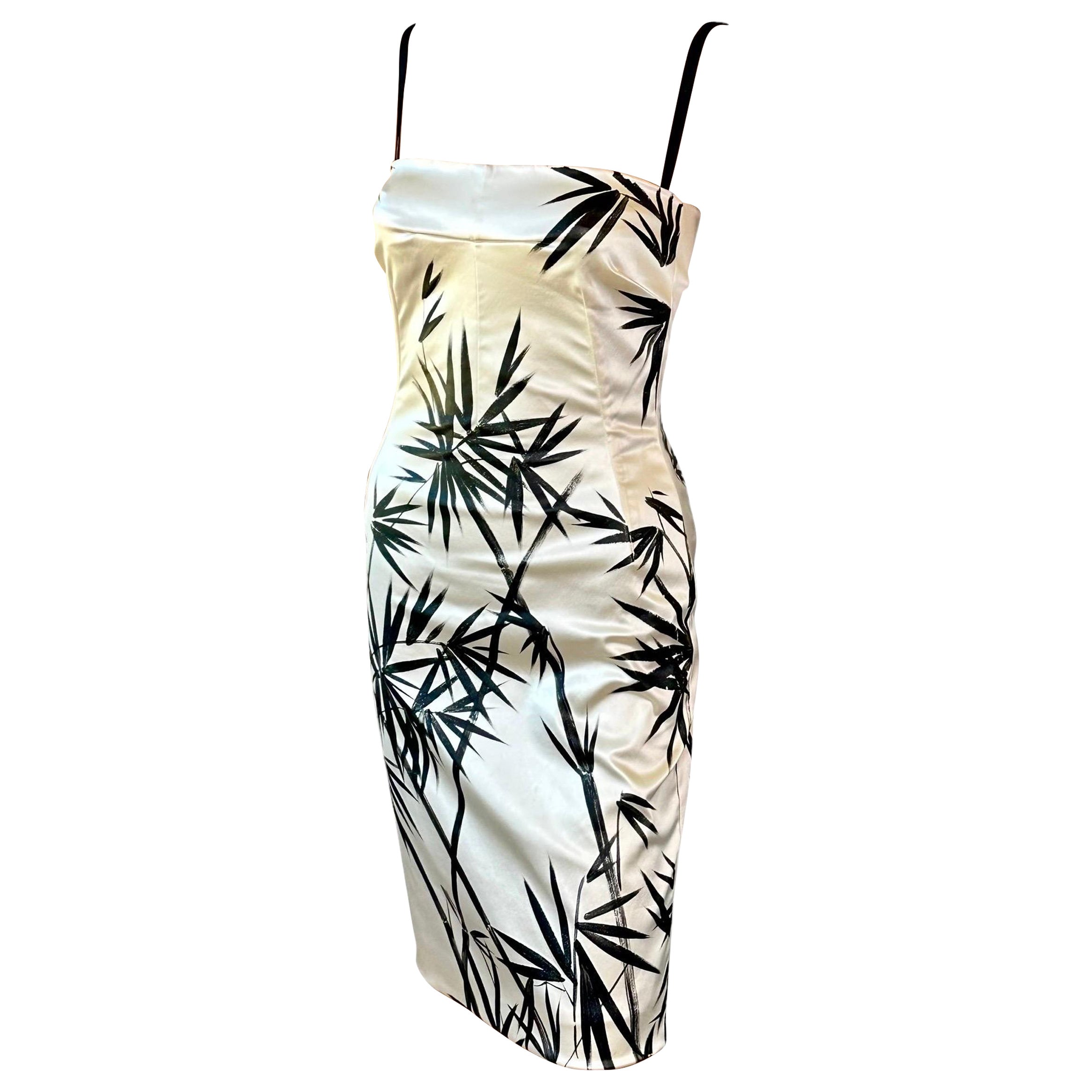 Dolce & Gabbana S/S 1999 Vintage Hand Painted Wet Look Bamboo Ivory Dress
