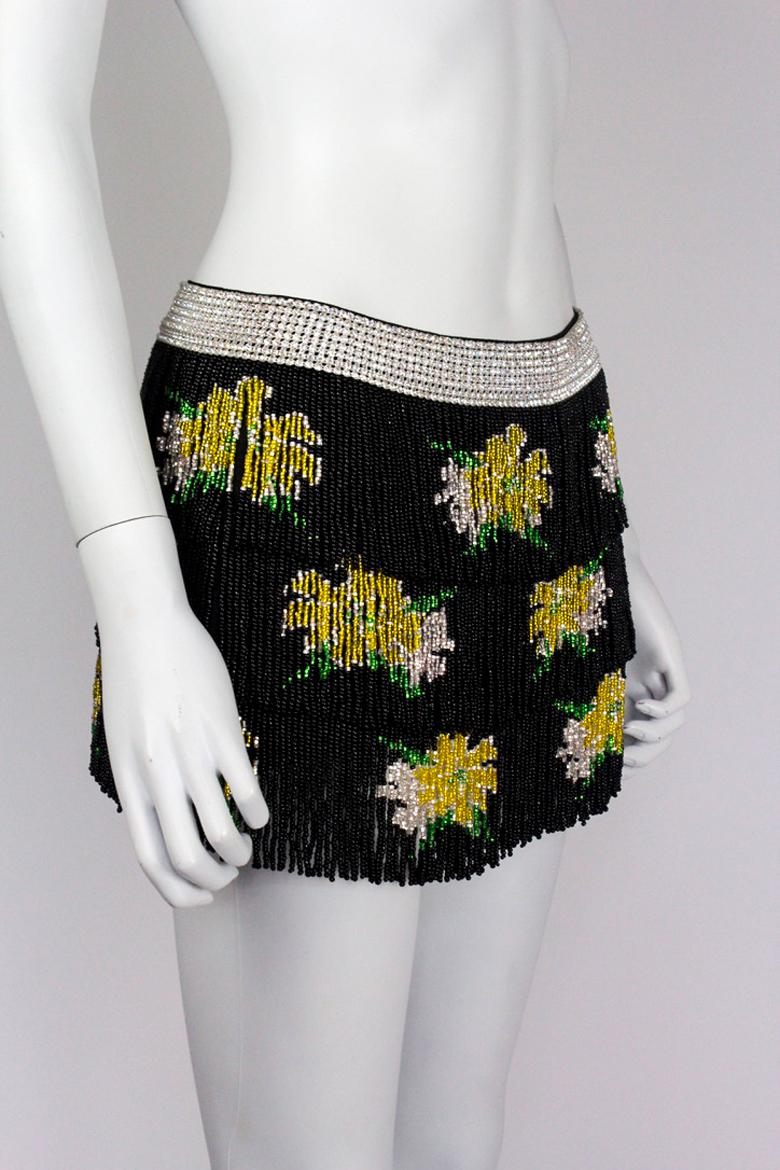 Beige Dolce & Gabbana S/S 2000 Beaded Mini Skirt