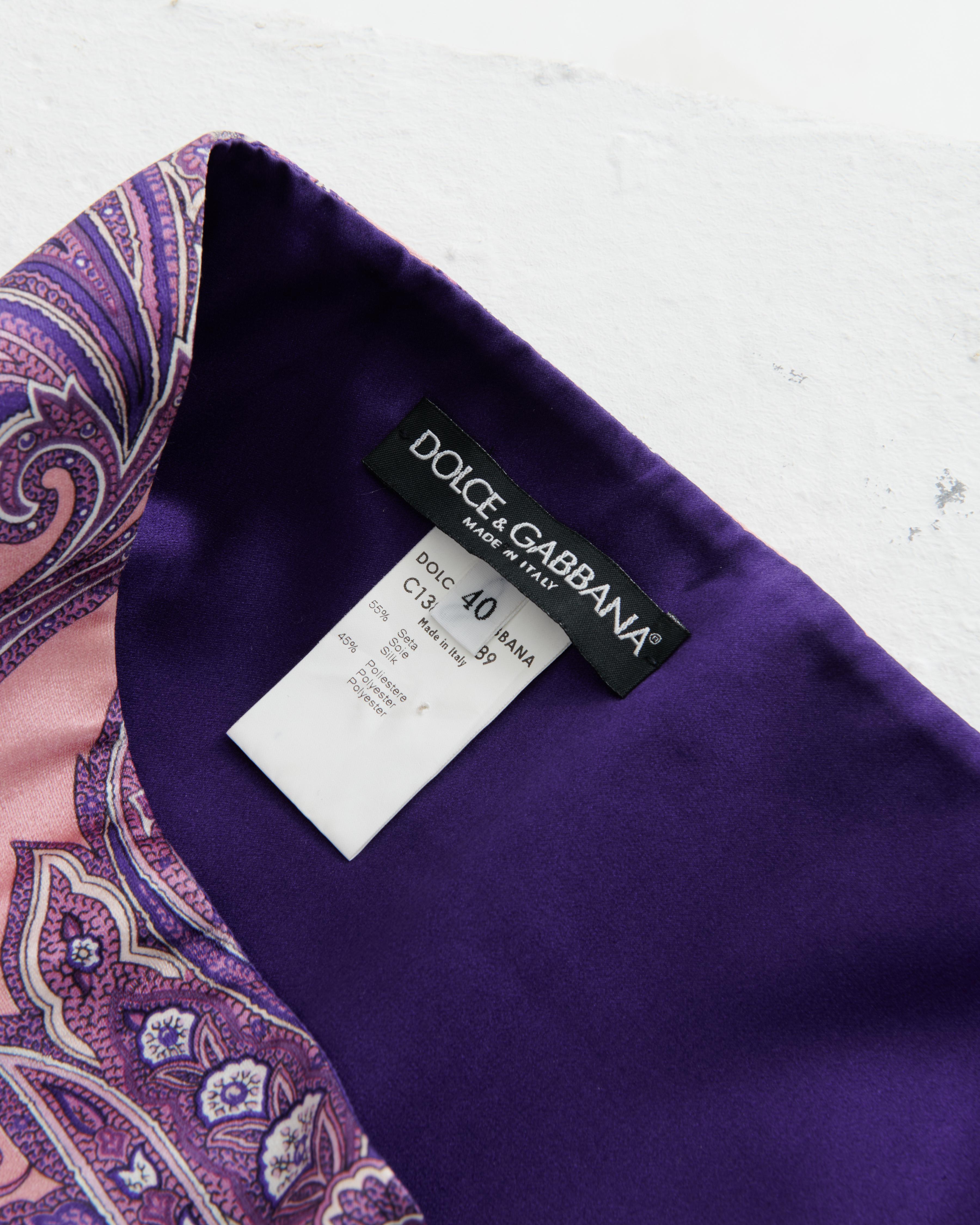 Dolce & Gabbana S/S 2000 Purple & pink silk micro mini skirt with Swarovski  6