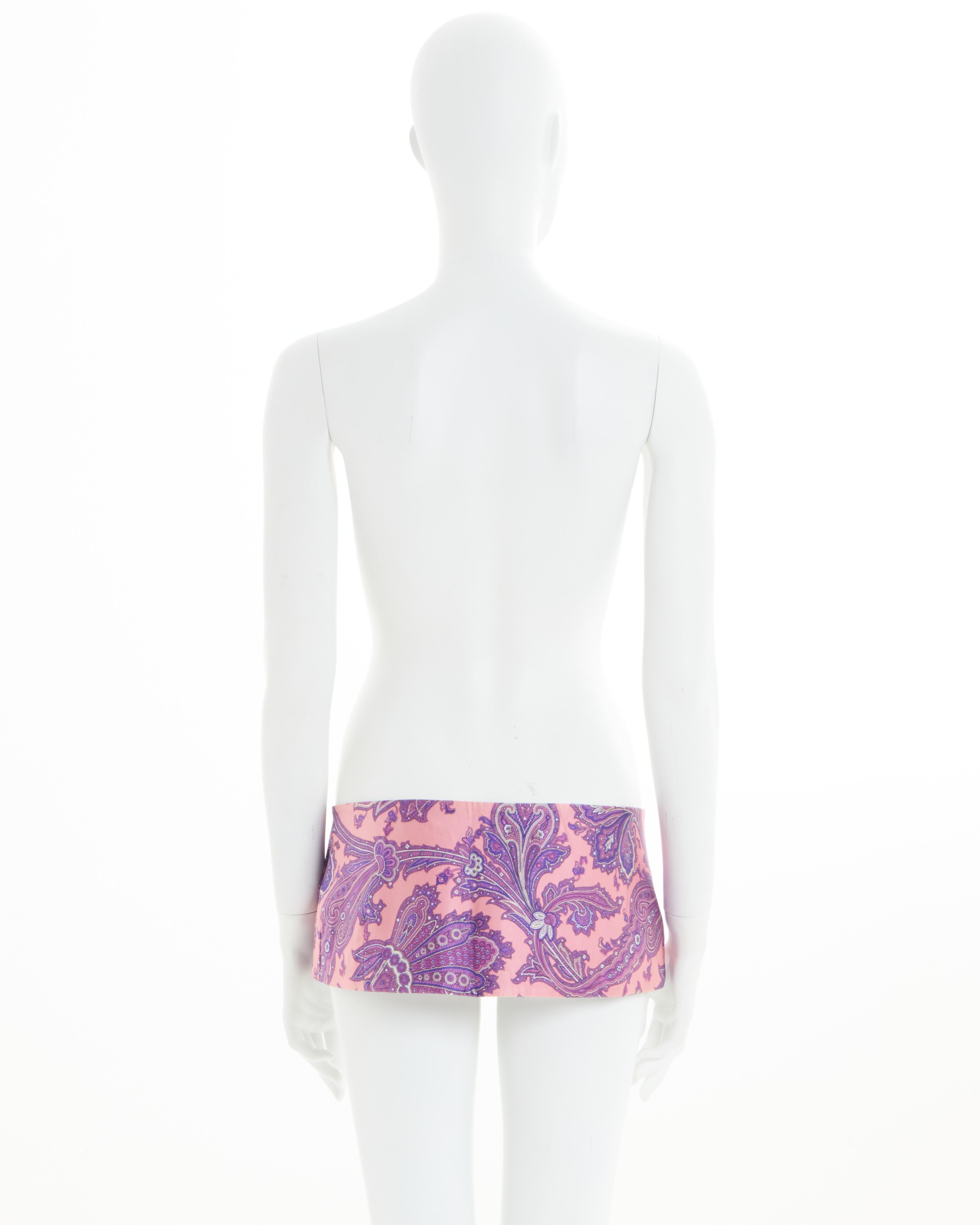 Dolce & Gabbana S/S 2000 Purple & pink silk micro mini skirt with Swarovski  2