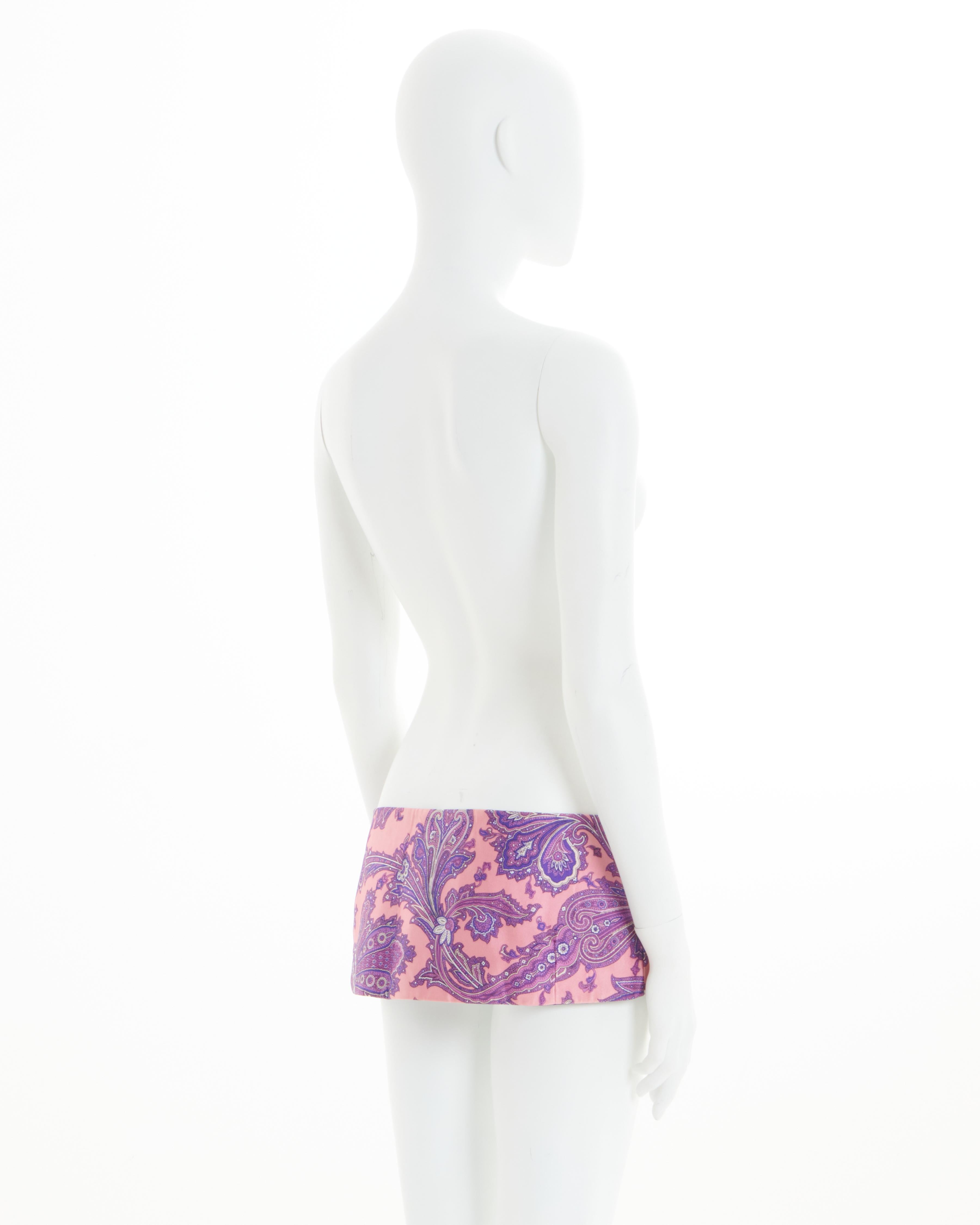 Dolce & Gabbana S/S 2000 Purple & pink silk micro mini skirt with Swarovski  3
