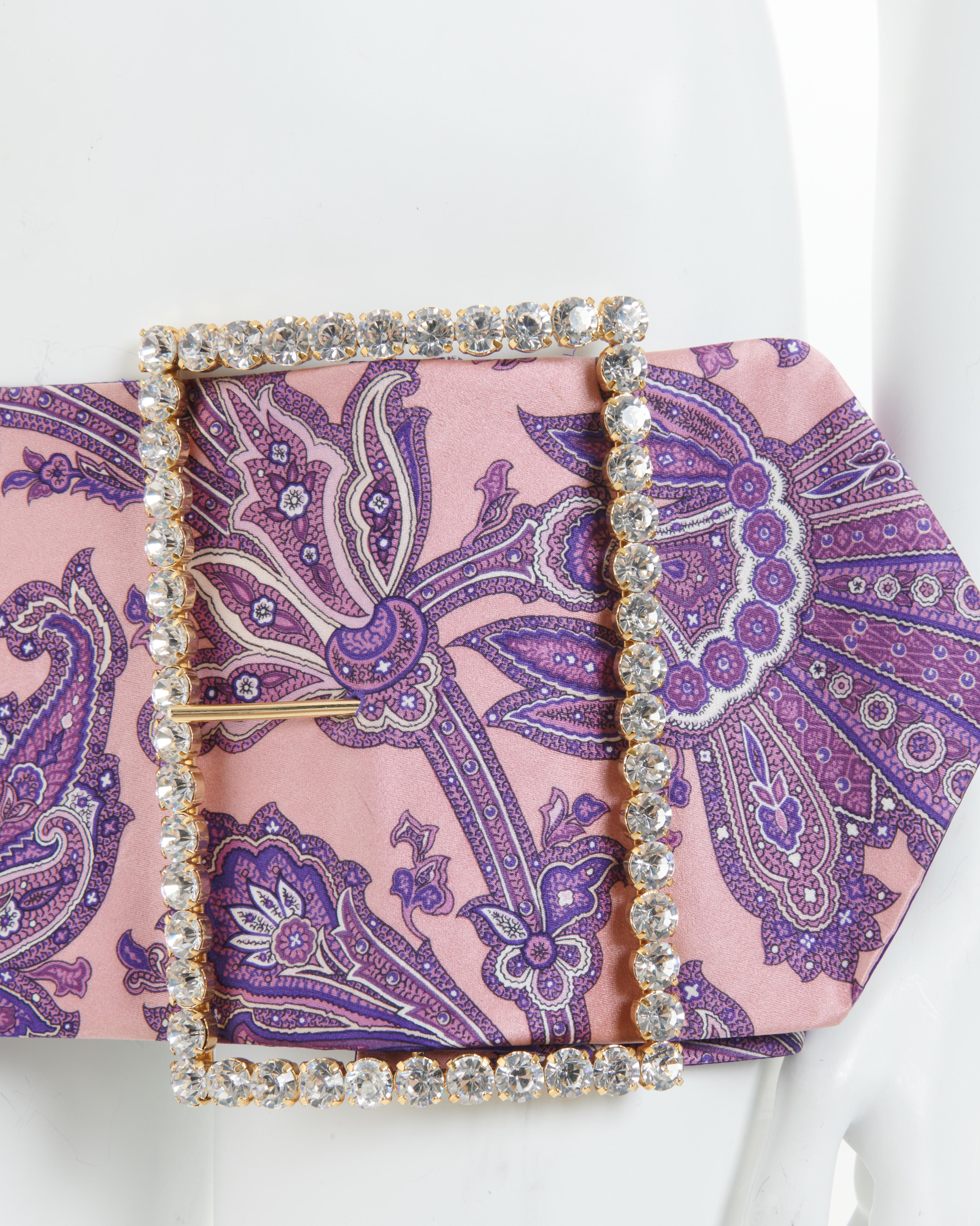 Dolce & Gabbana S/S 2000 Purple & pink silk micro mini skirt with Swarovski  5