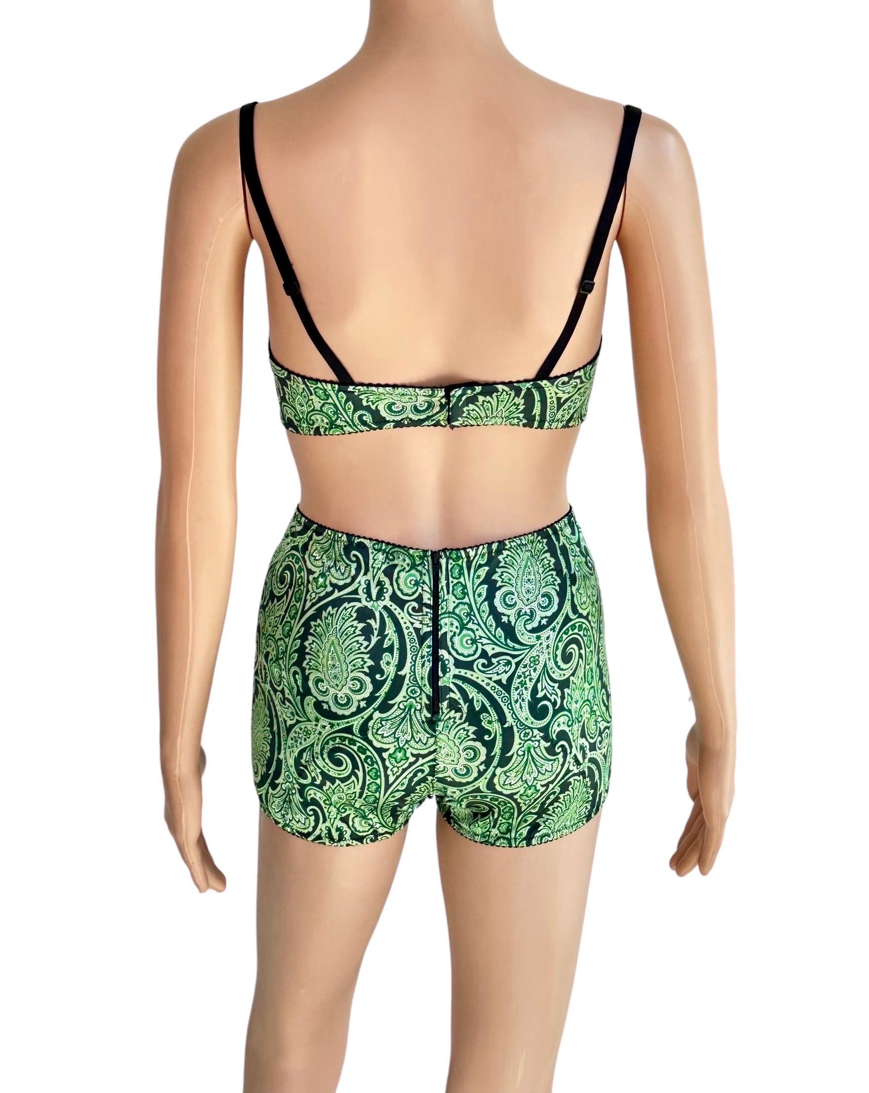 Gray Dolce & Gabbana S/S 2000 Runway Bra Bralette Top & Shorts 2 Piece Set Ensemble