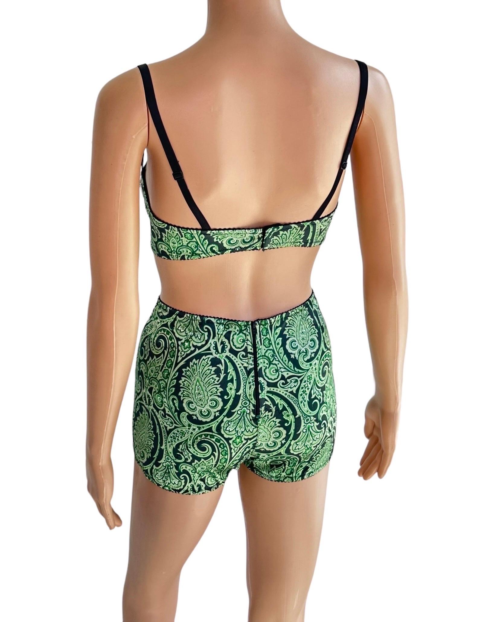 Women's Dolce & Gabbana S/S 2000 Runway Bra Bralette Top & Shorts 2 Piece Set Ensemble