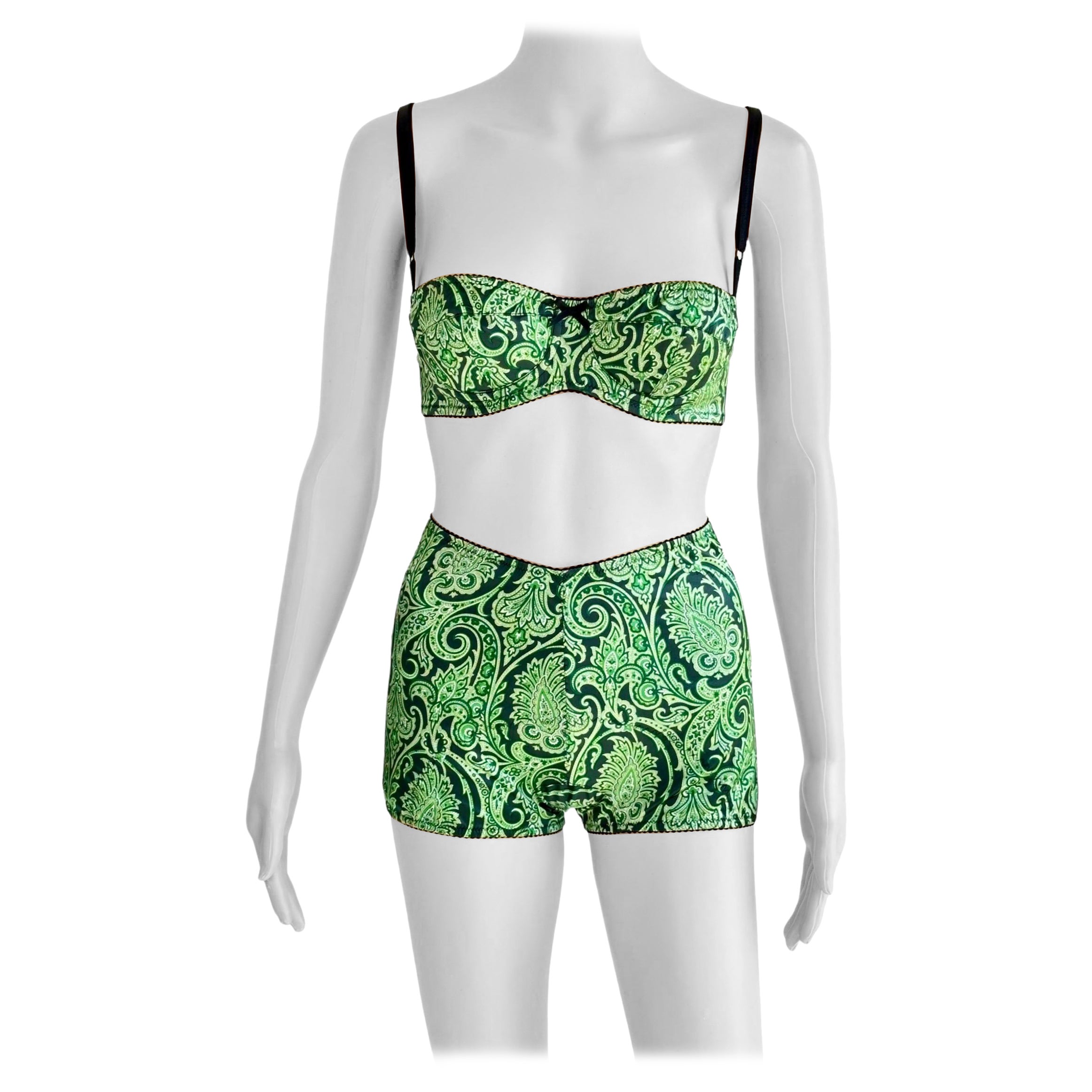 Dolce & Gabbana S/S 2000 Runway Bra Bralette Top & Shorts 2 Piece Set Ensemble