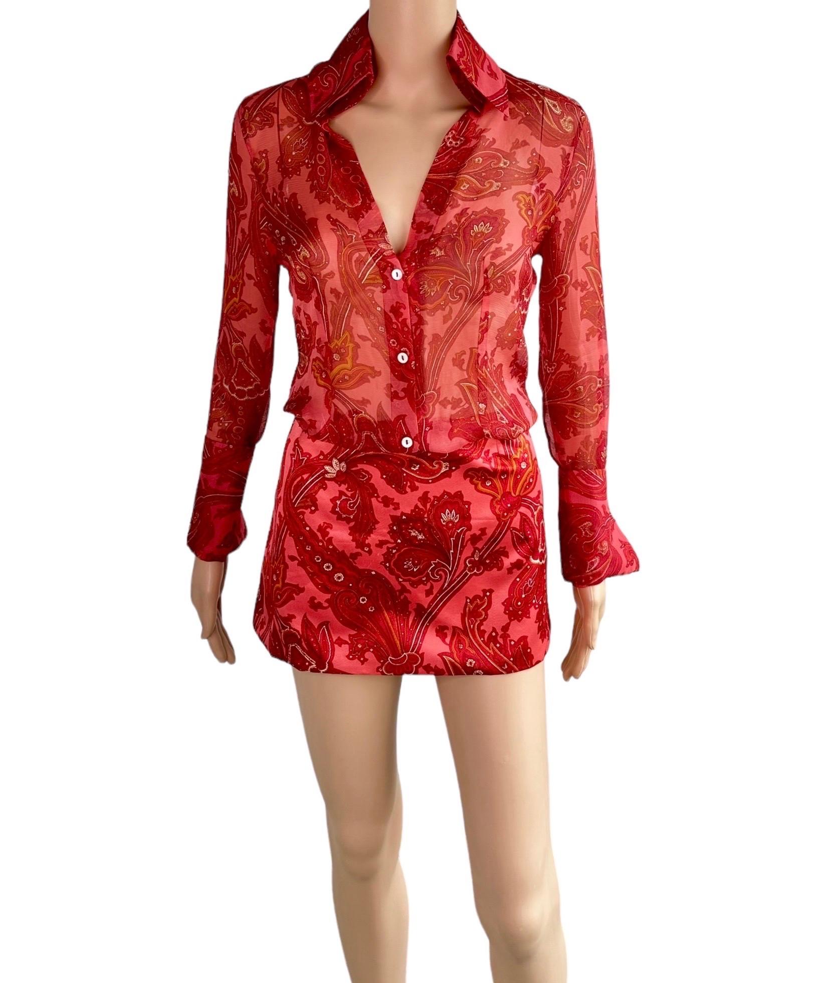 Dolce & Gabbana S/S 2000 Runway Sheer Blouse & Mini Skirt 2 Piece Set Ensemble 5
