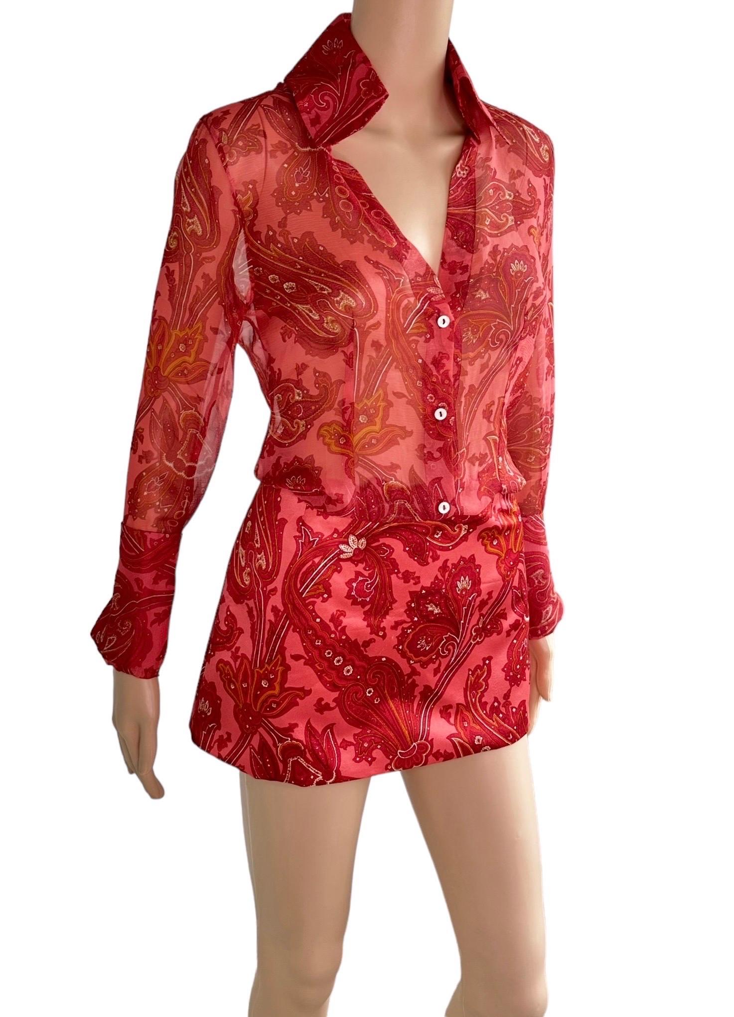Dolce & Gabbana S/S 2000 Runway Sheer Blouse & Mini Skirt 2 Piece Set Ensemble 6