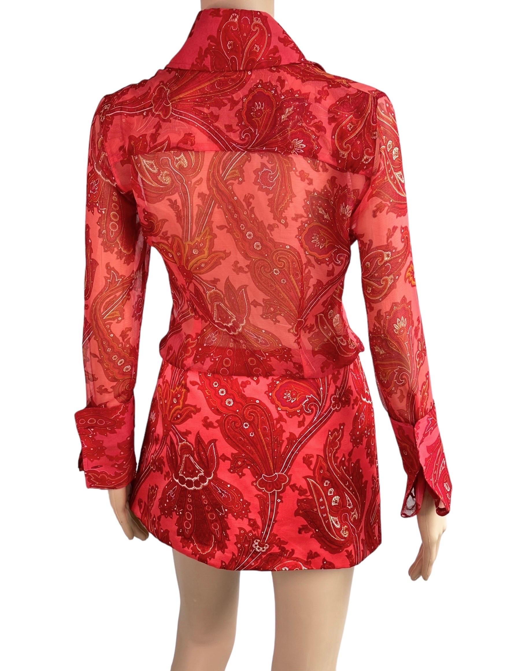 Dolce & Gabbana S/S 2000 Runway Sheer Blouse & Mini Skirt 2 Piece Set Ensemble 10