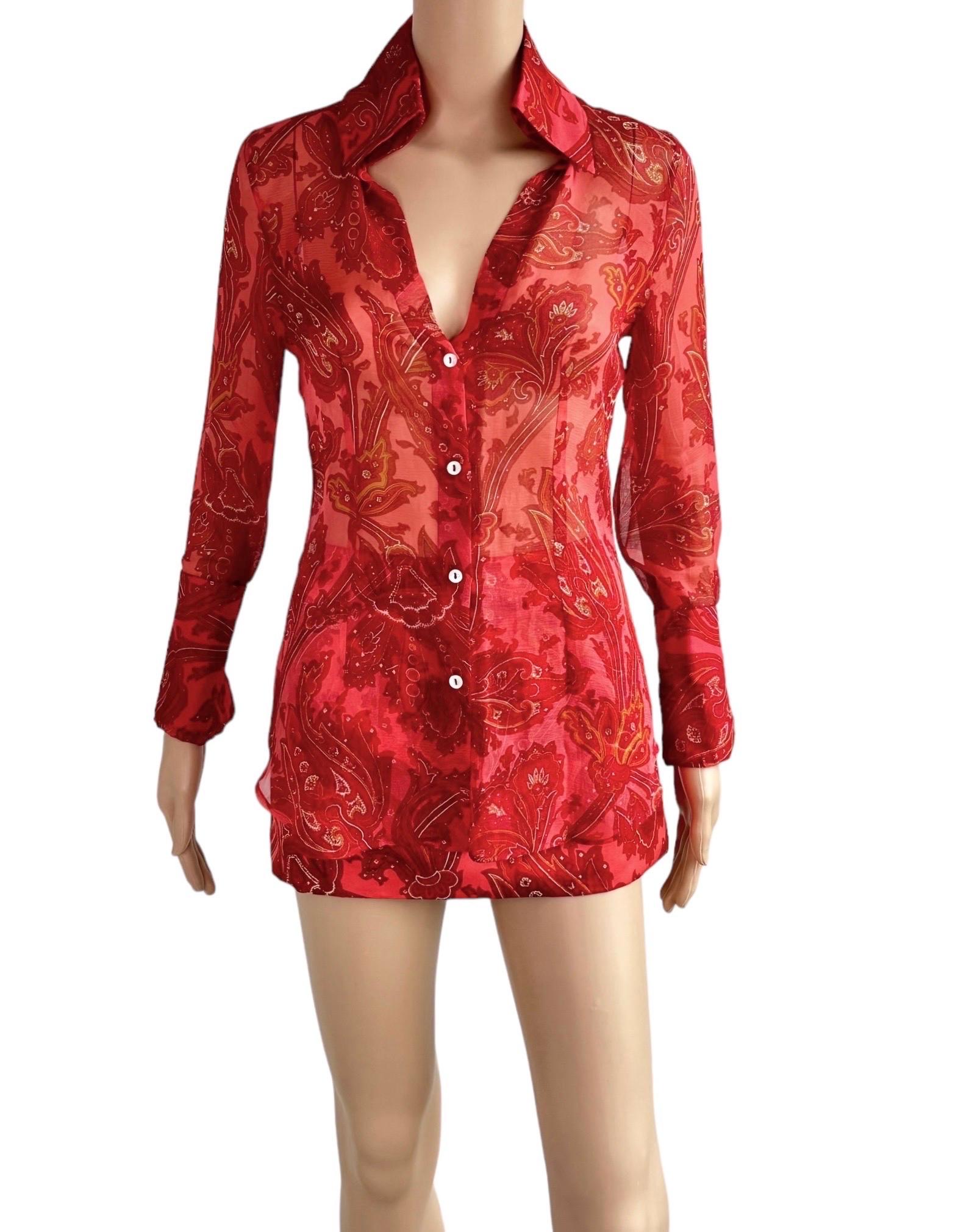 Dolce & Gabbana S/S 2000 Runway Sheer Blouse & Mini Skirt 2 Piece Set Ensemble 2