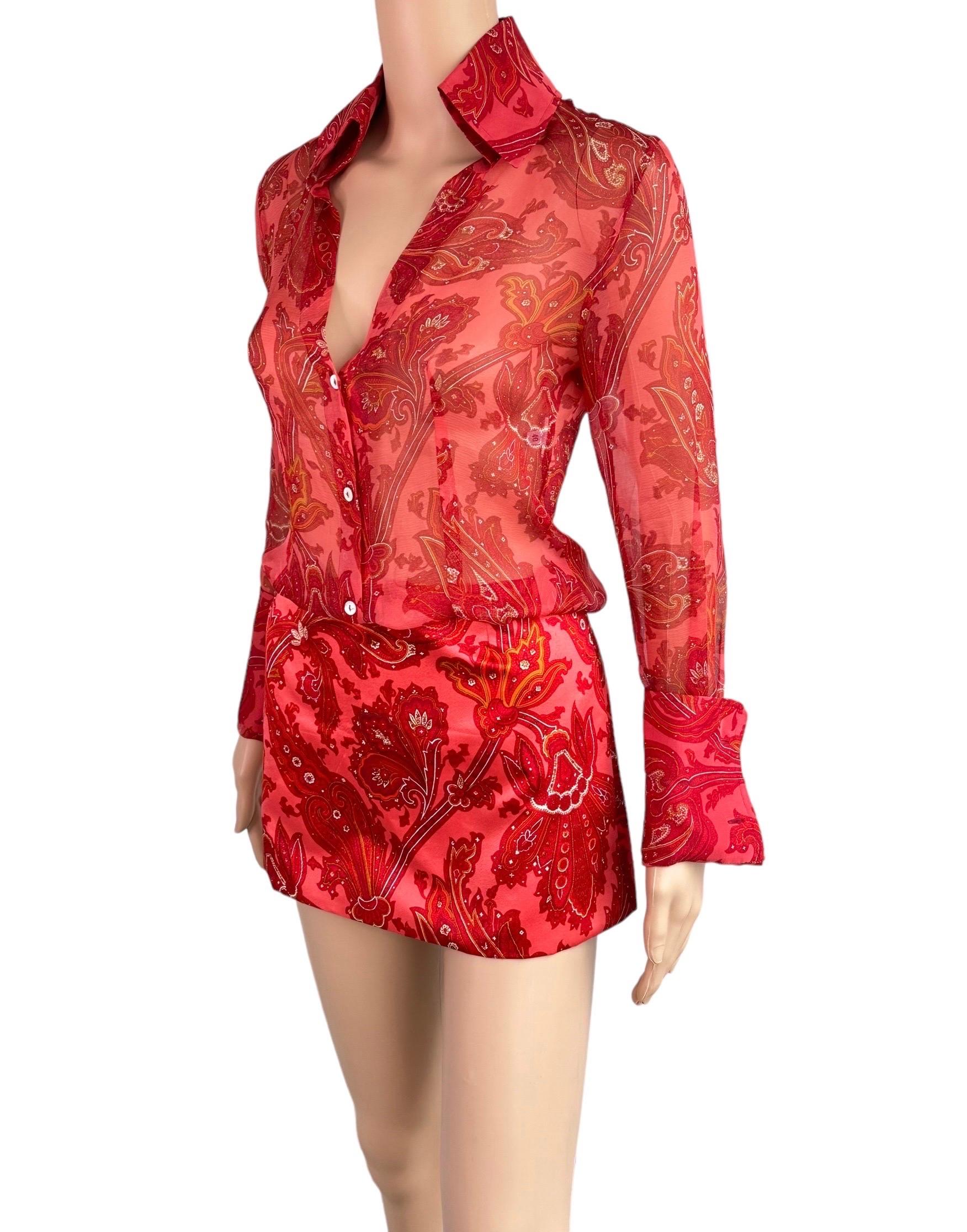 Dolce & Gabbana S/S 2000 Runway Sheer Blouse & Mini Skirt 2 Piece Set Ensemble 3
