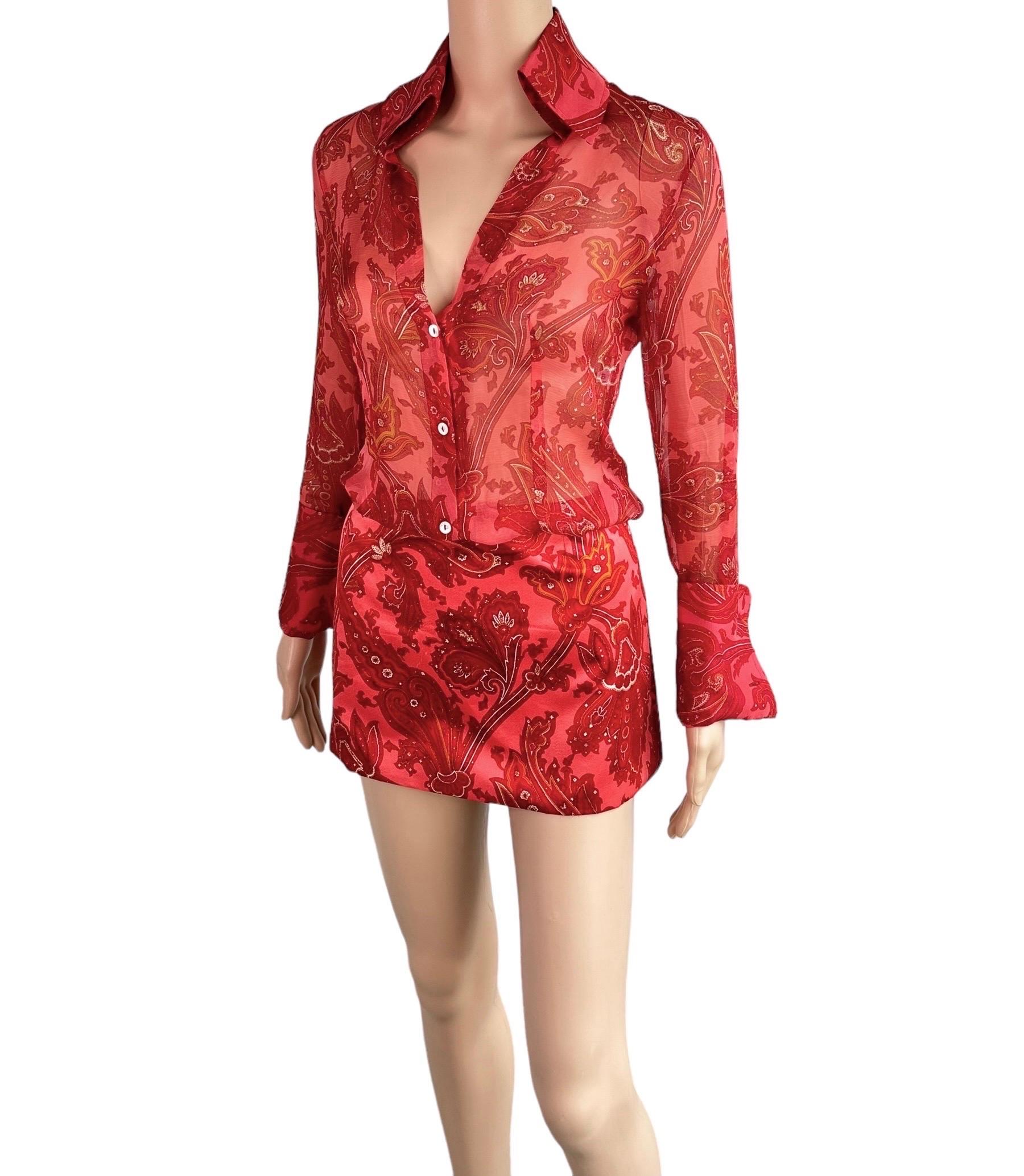 Dolce & Gabbana S/S 2000 Runway Sheer Blouse & Mini Skirt 2 Piece Set Ensemble 4