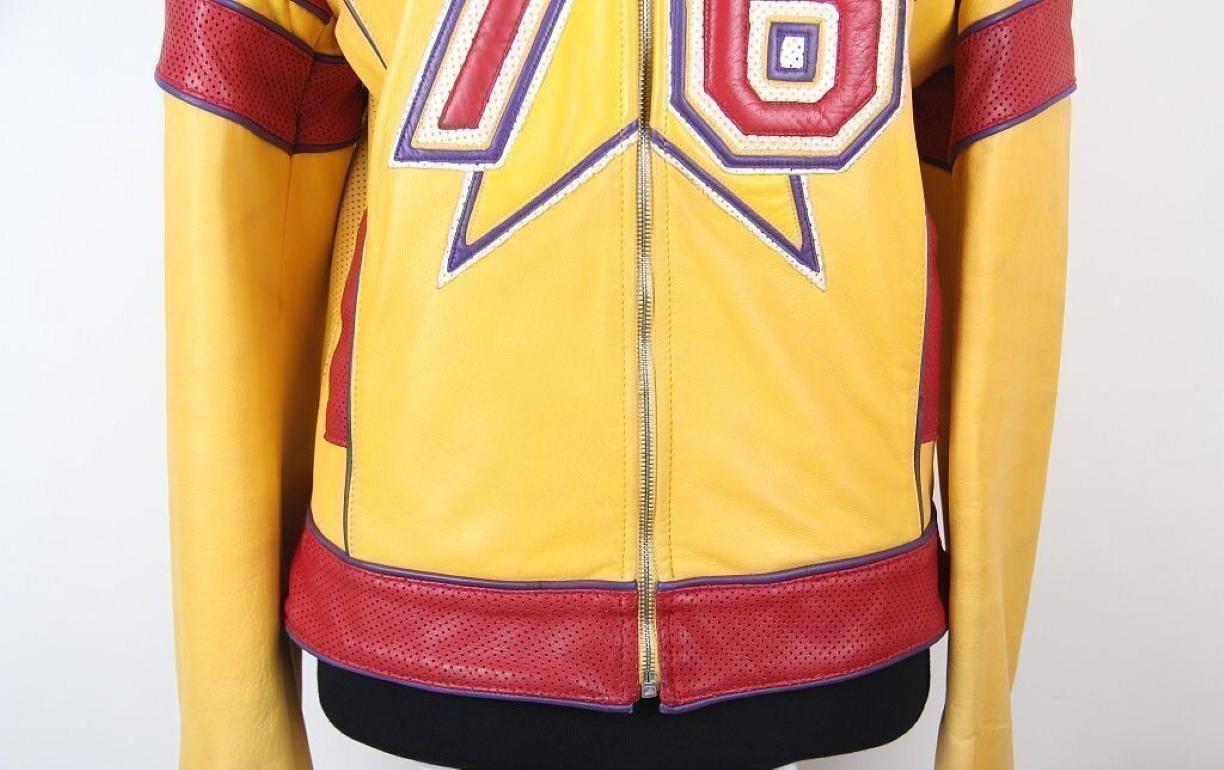 Orange DOLCE & GABBANA  S/S 2001  Leather Sport ‘Michigan’ Jacket For Sale