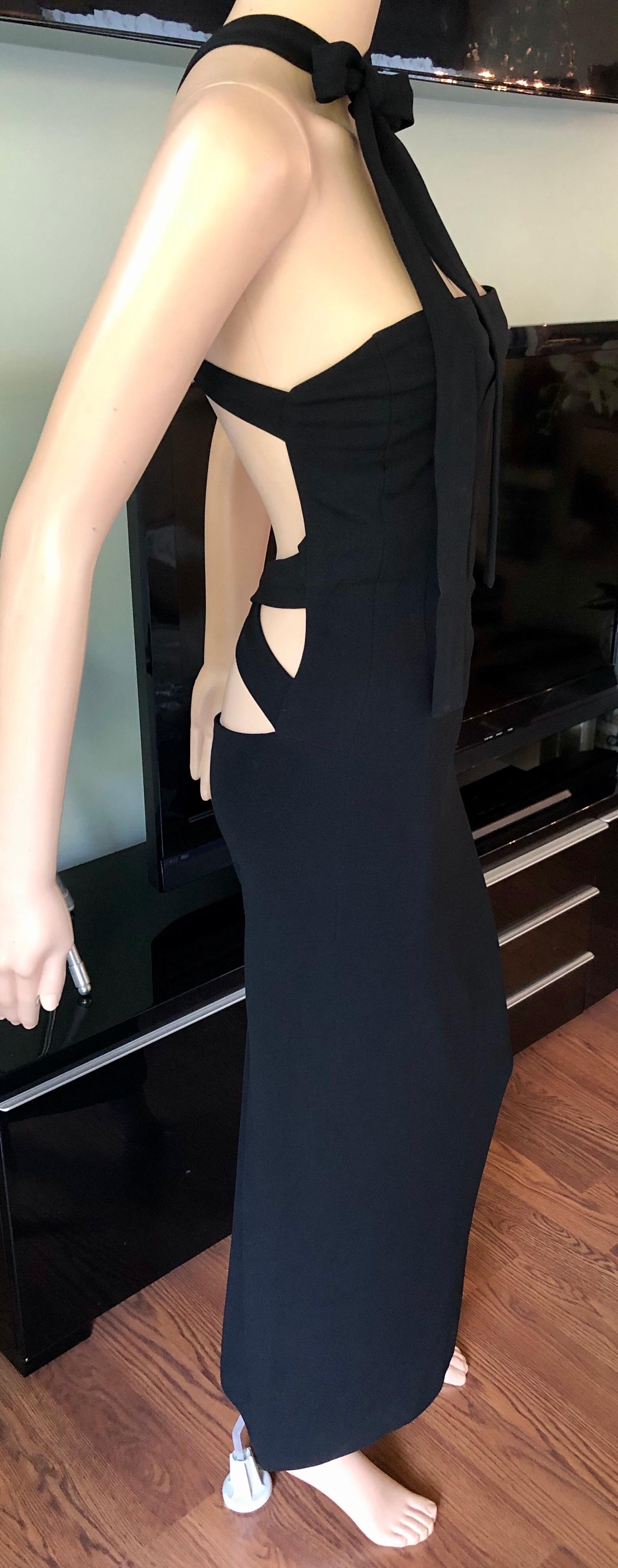 Dolce & Gabbana S/S 2001 Laufsteg Rückenfreies Bodycon-Kleid mit Krawatte Schwarz 6