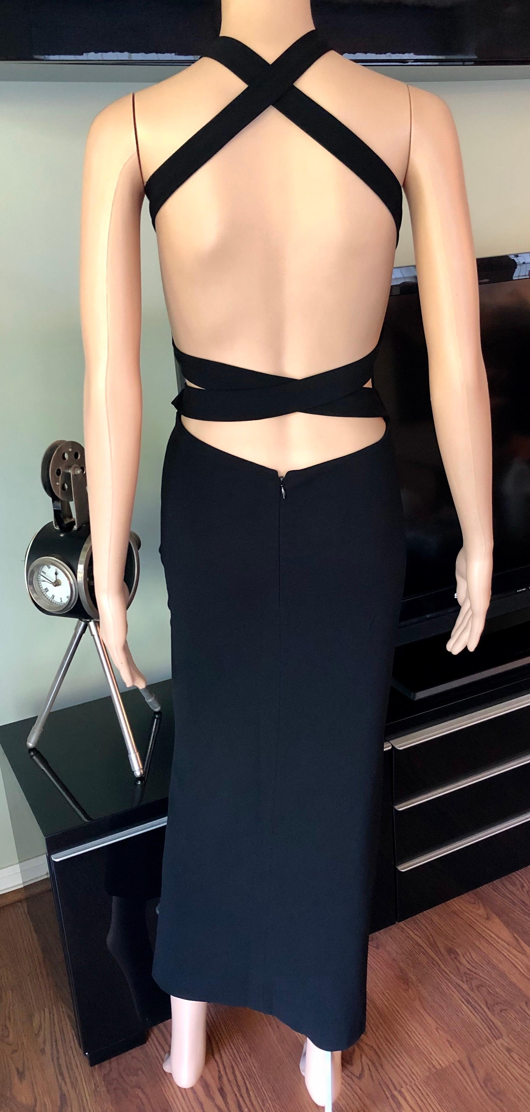 Dolce & Gabbana S/S 2001 Laufsteg Rückenfreies Bodycon-Kleid mit Krawatte Schwarz 7